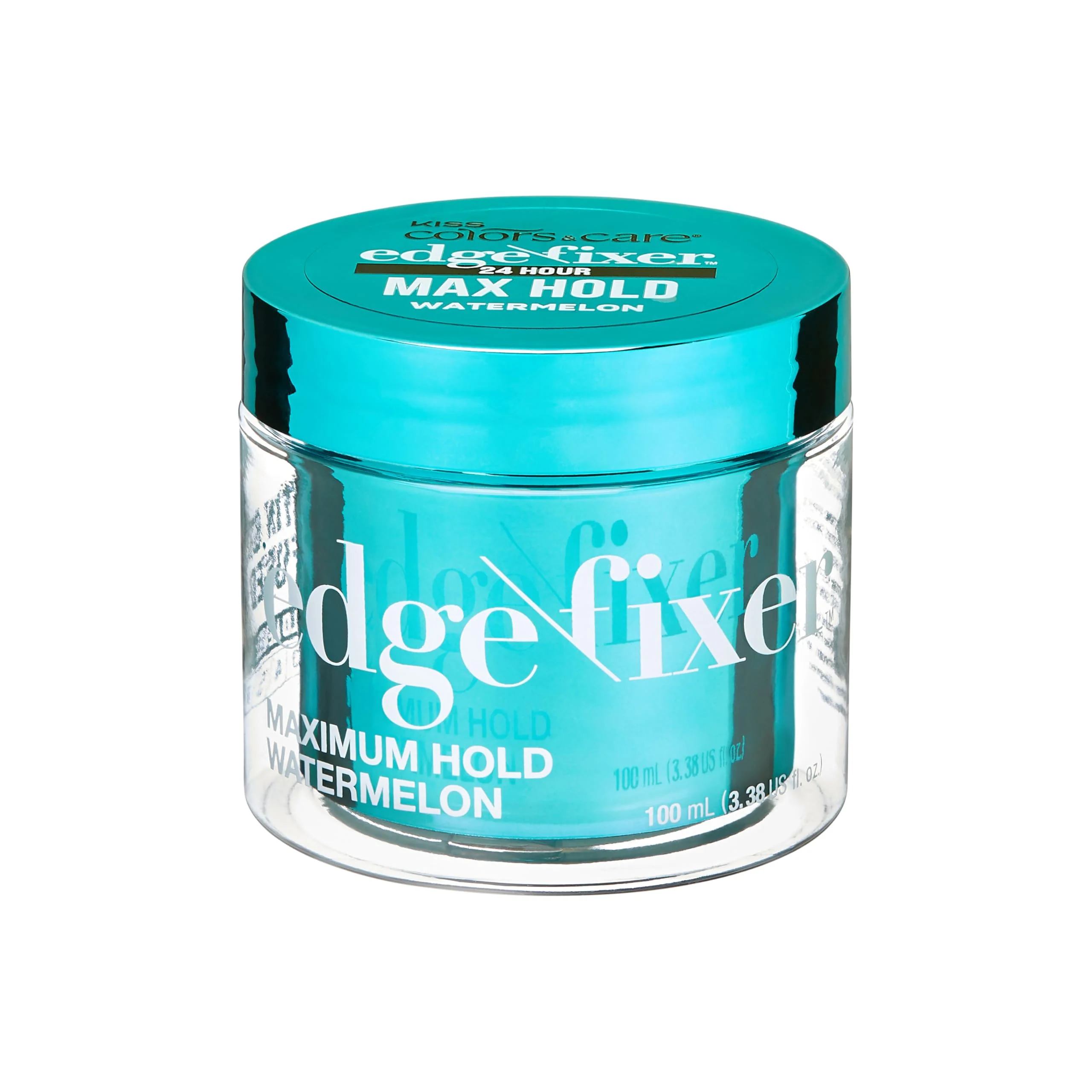 High-Grade KISS COLORS CARE Maximum Hold Edge Fixer Non-Greasy Gel Formula Infused With Biotin B7 24 Hour Hold Watermelon Scented 3.38 Fl. Oz. 100 ml Fast