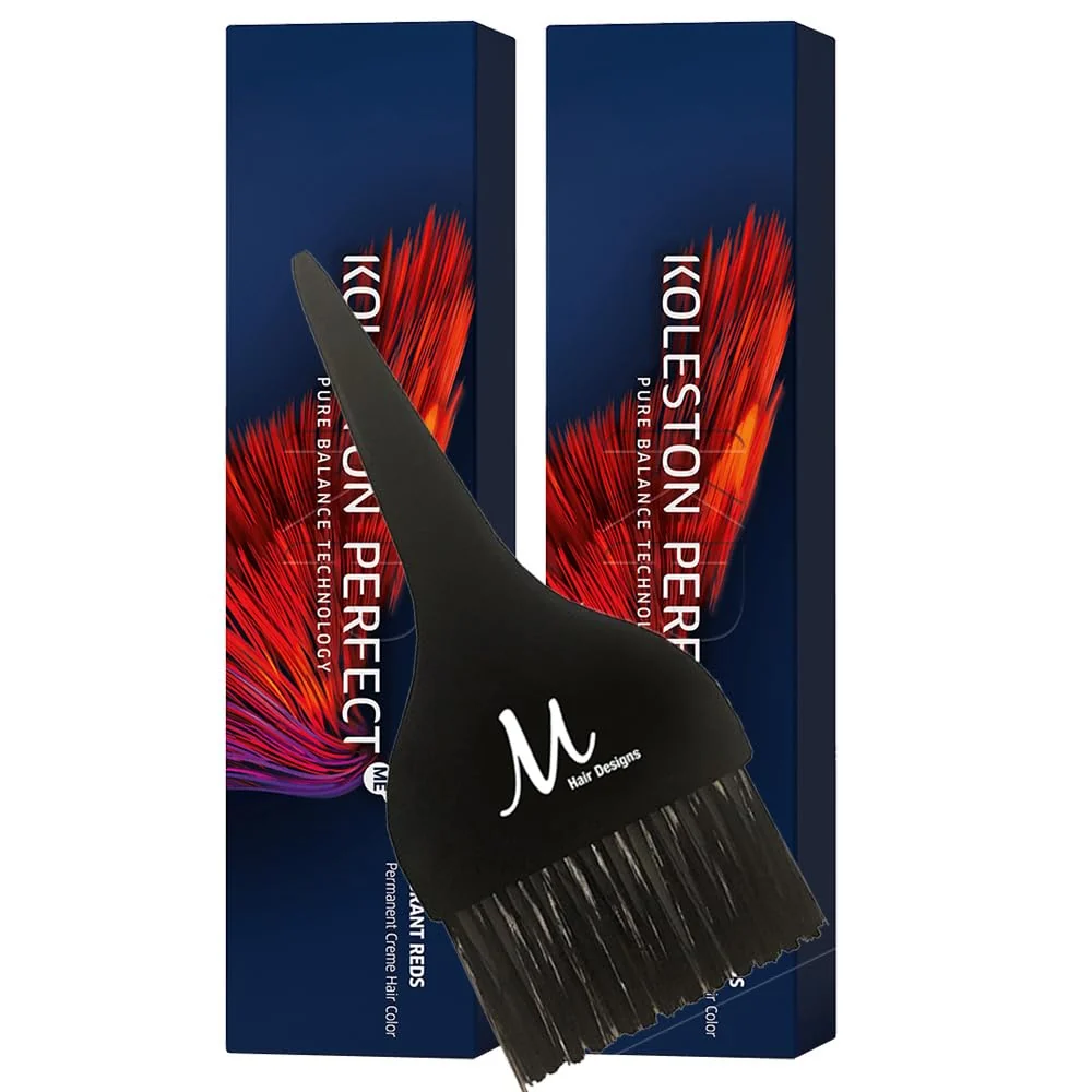 Top-Quality Koleston ME 5 5 Light Brown Red-Violet Permanent Hair Color Creme 2 Ounce Pack of 2 With Tint Brush - Long-Lasting Gray Coverage - Use Green
