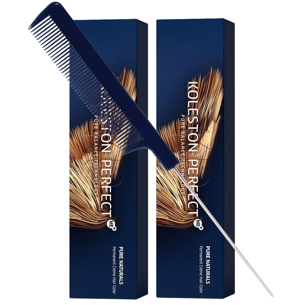 Carefully Designed Koleston ME 7 01 Medium Blonde Natural Ash Permanent Hair Color Creme 2 Ounce Pack of 2 With Pin Tail Comb - Use with Welloxon Elegant