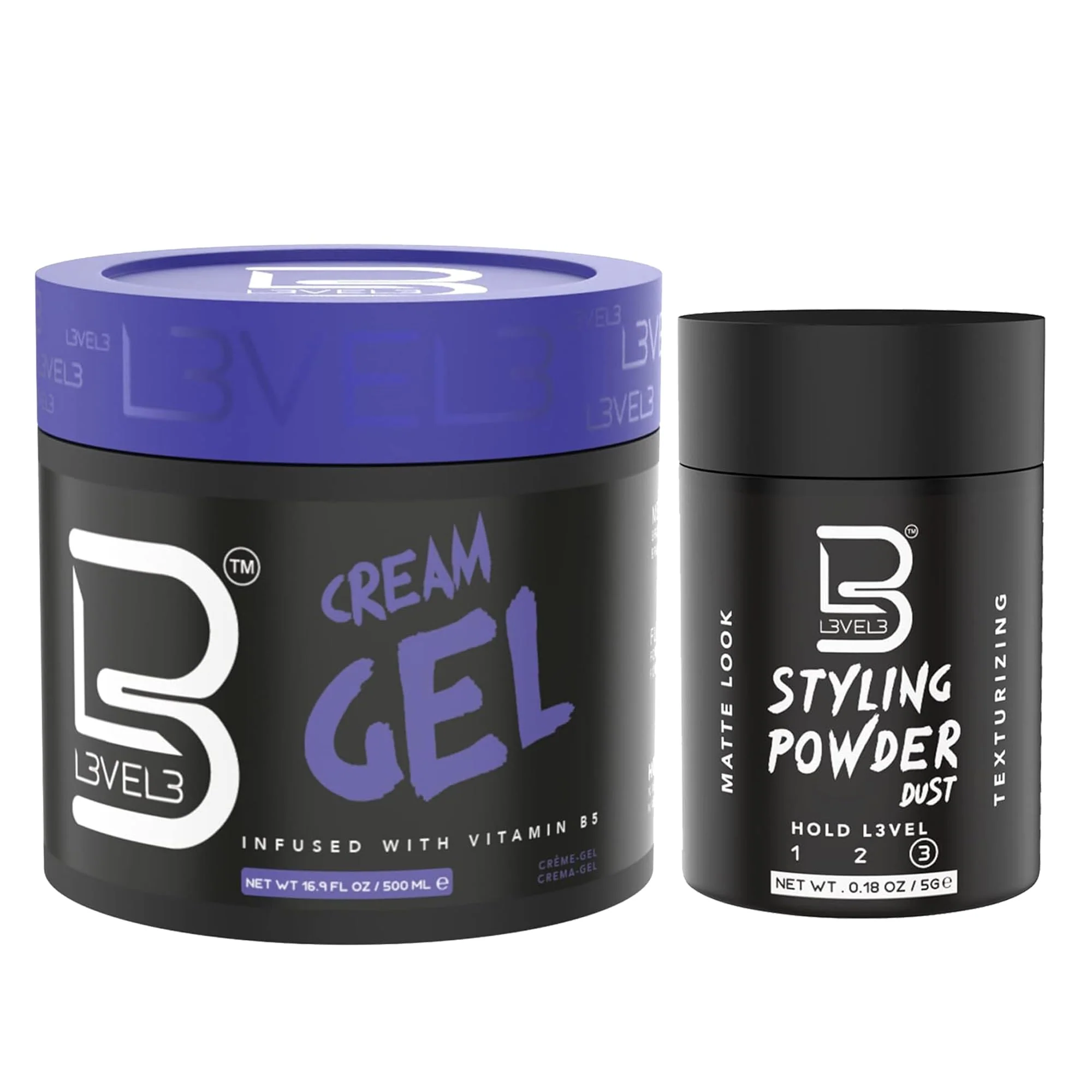 Responsible L3 Level 3 Cream Gel and Sample Powder - Provides Volume and Medium Hold - With Vitamins to Nourish and Protect Hair Level Three Mens Hair Styling Exceptional