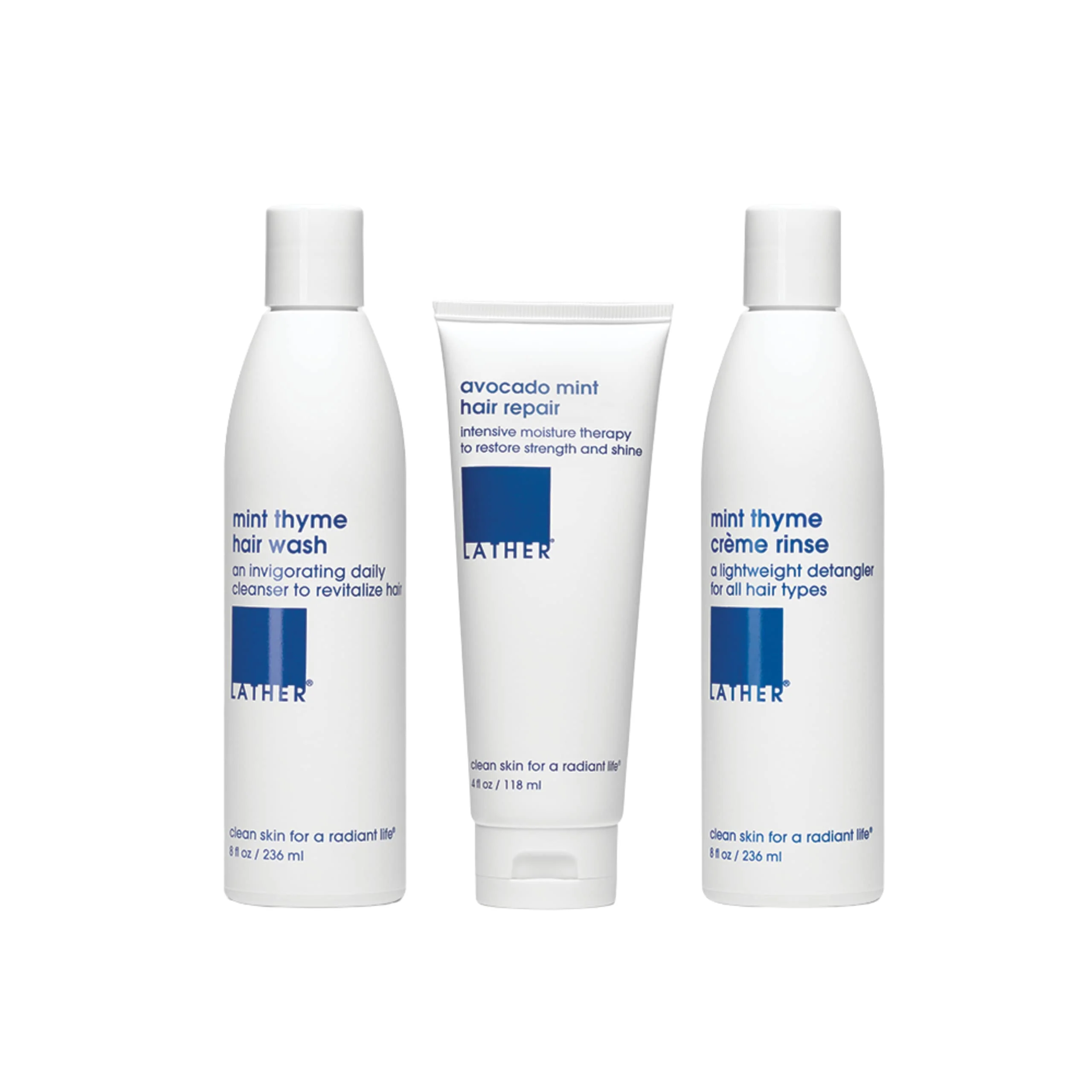 Breathable LATHER Appoint-Mint - Gentle Daily Moisturizing Shampoo Detangler Conditioner Leave-In Conditioning Mask Set - Sulfate- for All Hair Types Luxury