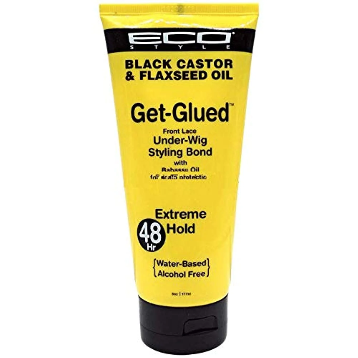 Authentic Eco Styler Black Castor Flaxseed Oil Get Glued Front lace Under- Wig Styling Bond 48 hour Extreme Hold Innovative