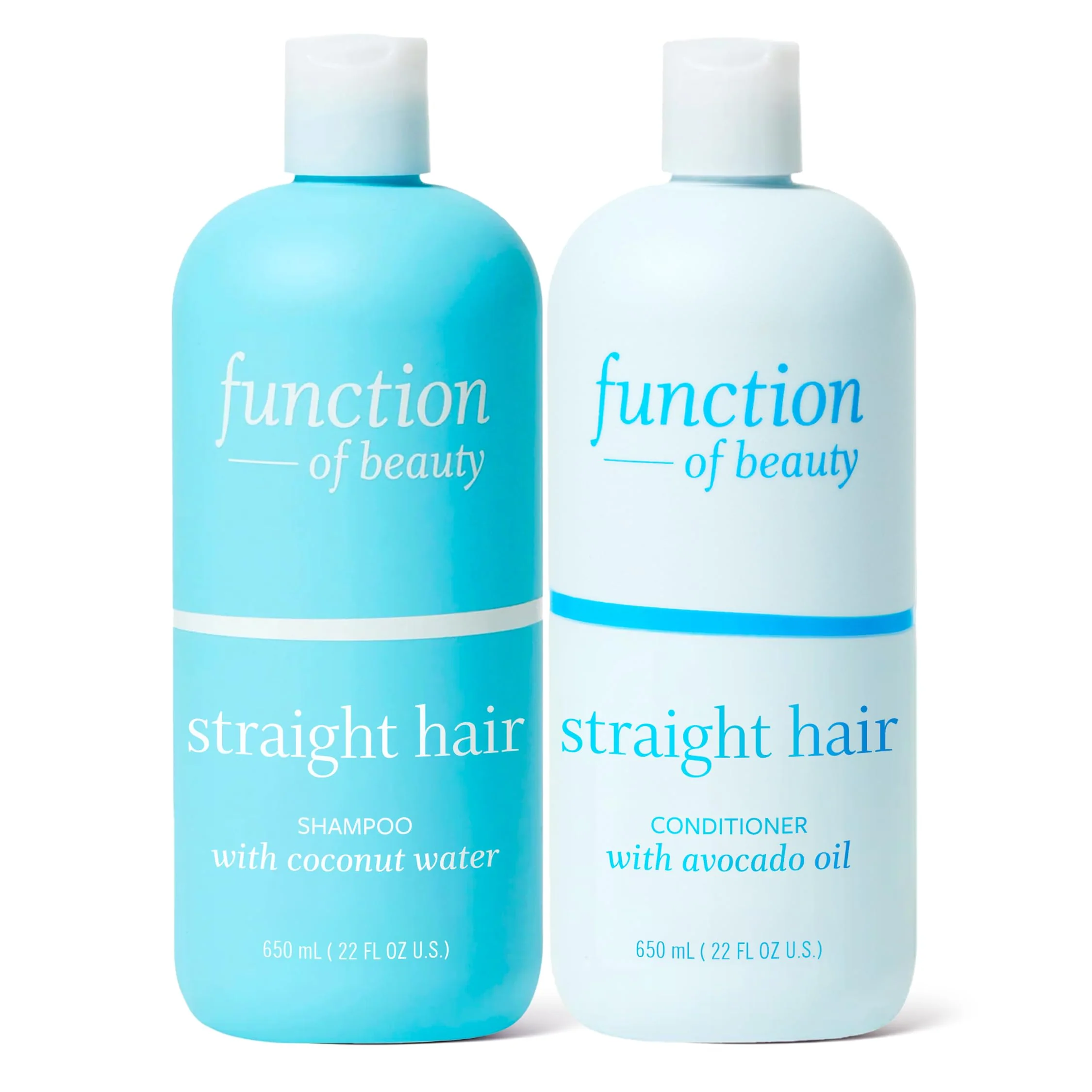 World-Class Function of Beauty Straight Hair Shampoo Conditioner XL Set - Sulfate- Shampoo Conditioner Duo for Natural Volume Shine - Anti-Frizz Sustainable