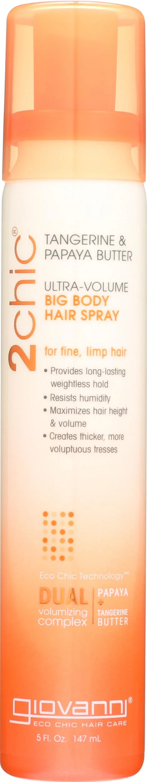 Versatile GIOVANNI 2chic Ultra-Volume Big-Body Hair Spray - Daily Volumizing Formula with Papaya Tangerine Butter Promotes Weightless Control for Fine Limp Classic