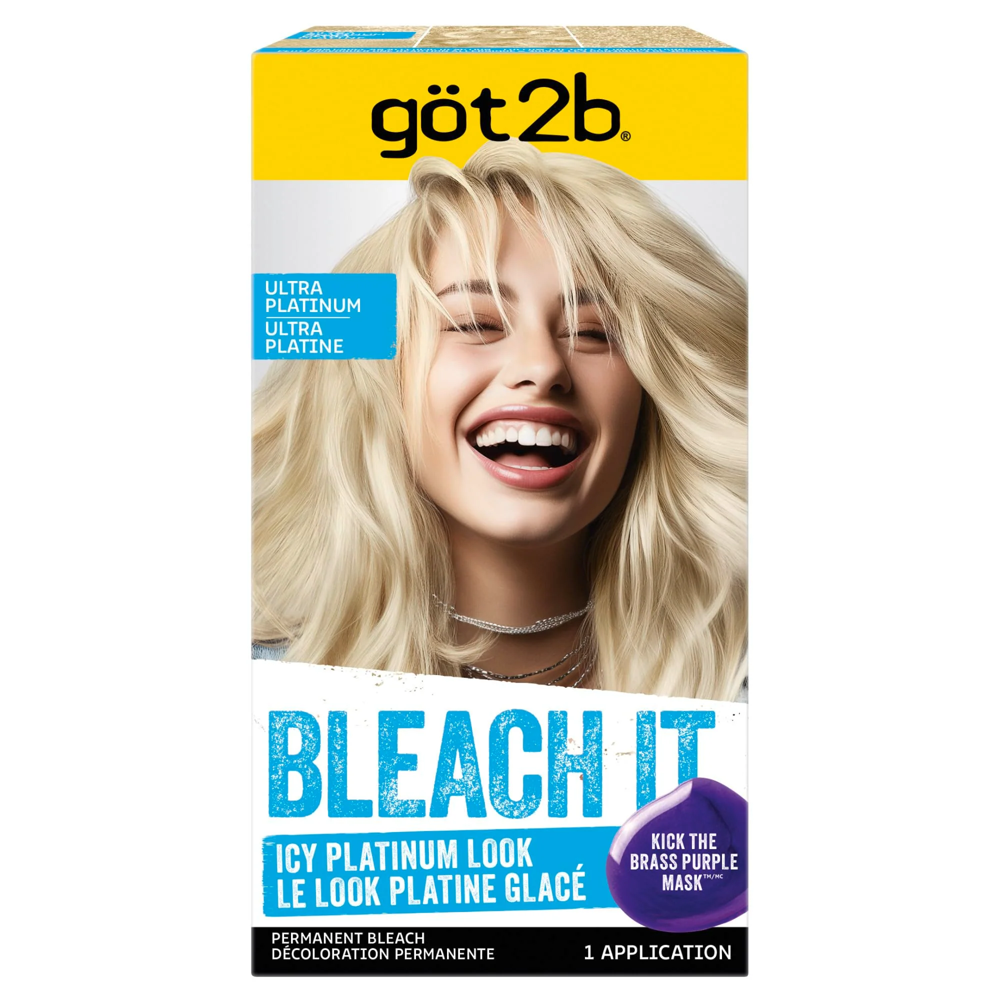 Pure got2b Bleach It Permanent Hair Dye Ultra Platinum Blonde 00A Hair Bleach Kit with Developer and Anti-Brass Purple Mask Lightens Up to 8 Levels Optimized