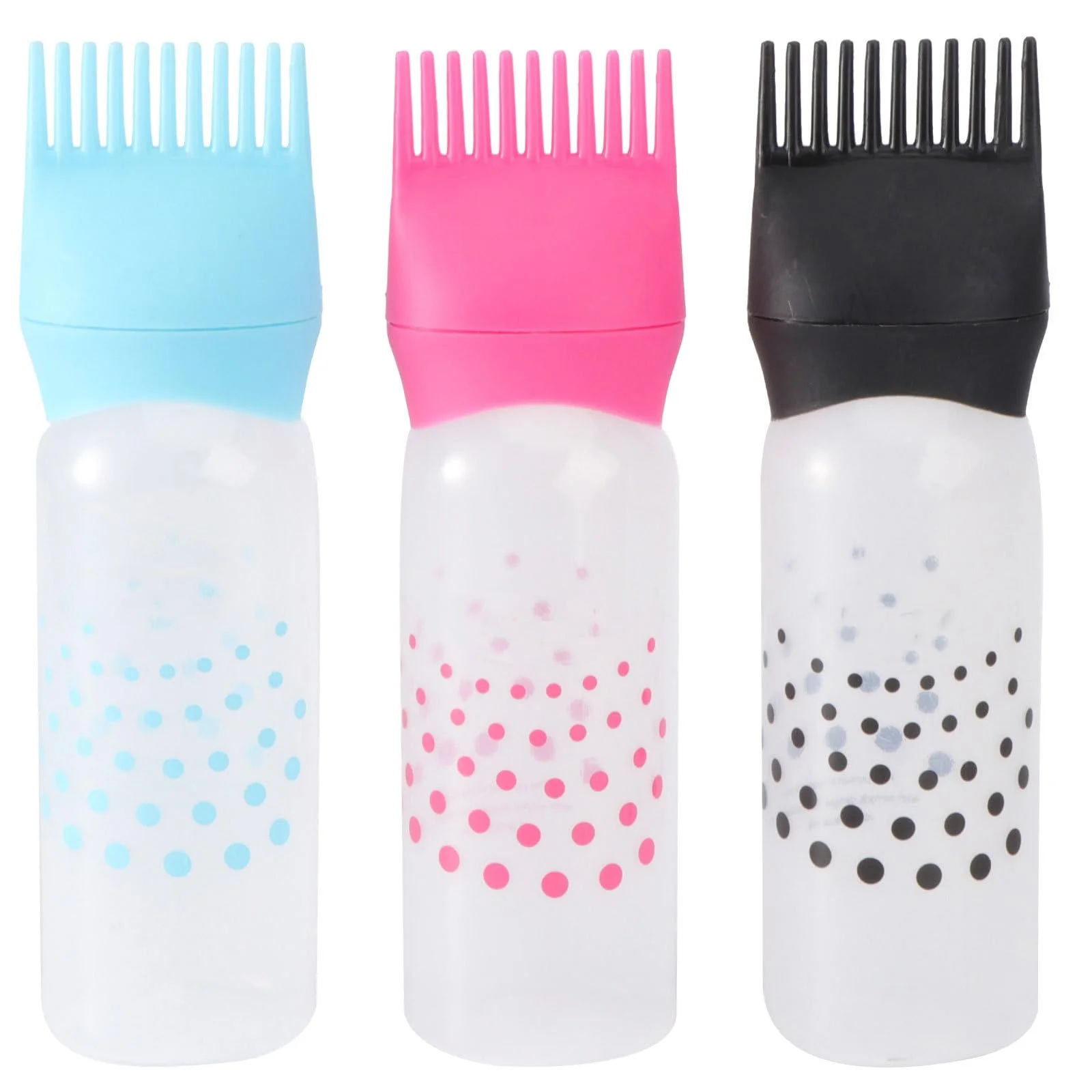 Certified 3pcs Colorful Hair Dye Bottles Hairdressing Applicator with Scale Lines for Precise Application Hair Coloring Bottle for Home and Salon Use Black Rosy Solid