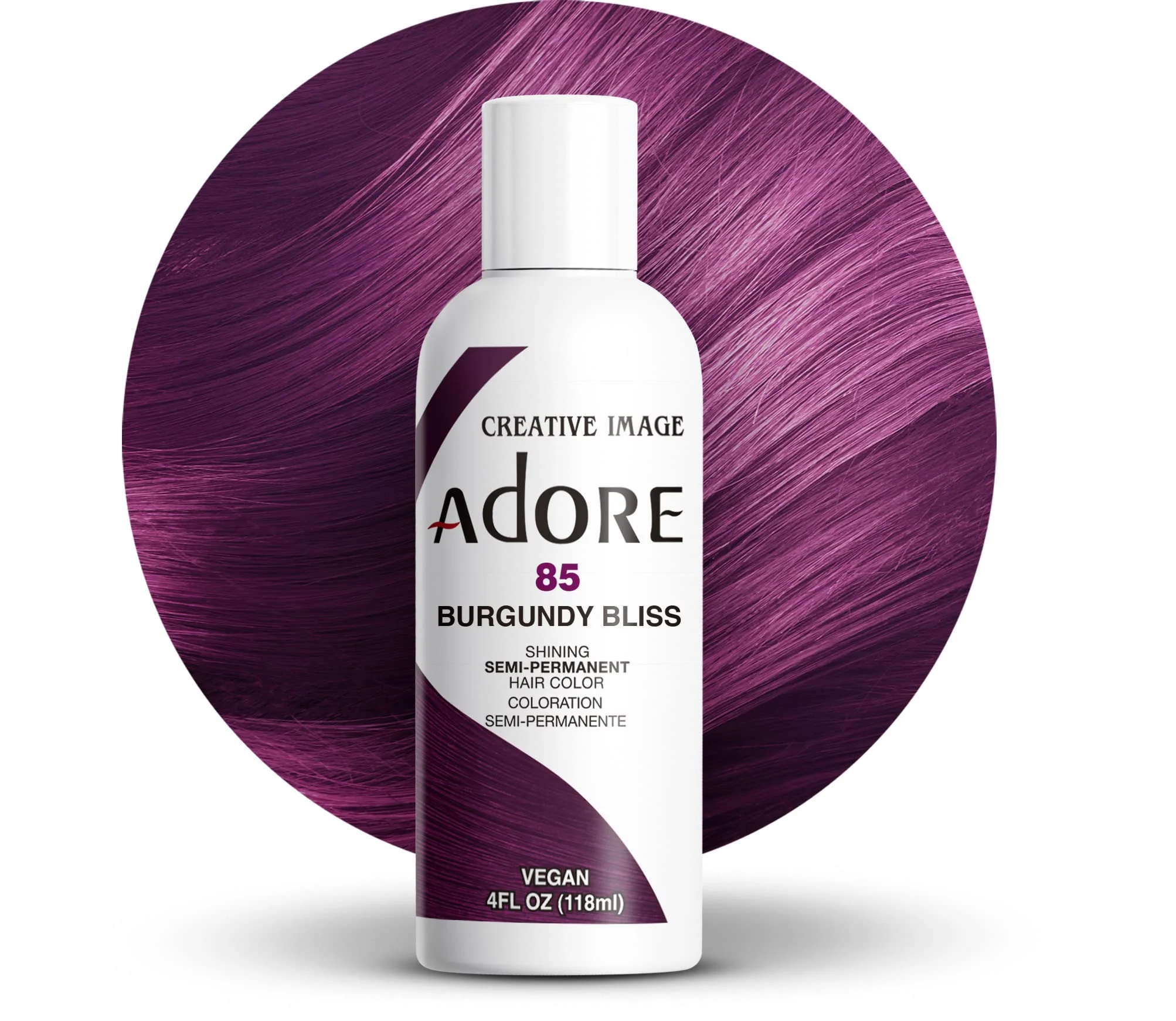 Enhanced Adore Semi Permanent Hair Color - Vegan and Cruelty- Hair Dye - 4 Fl Oz - 085 Burgundy Bliss Pack of 3 Optimized