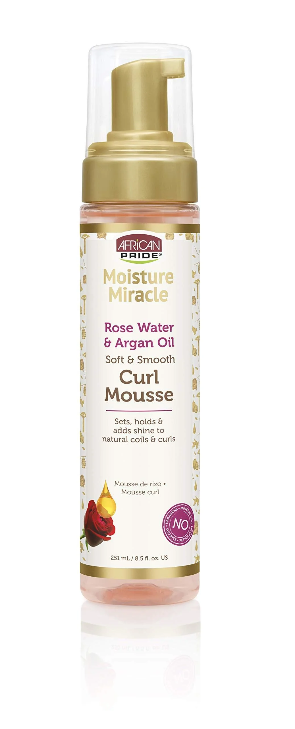 Breathable African Pride Moisture Rose Water Argan Oil Curl Hair Mousse Flexible Hold Enhances Curls Creates Wave Patterns No Residue Deep Carefully Designed
