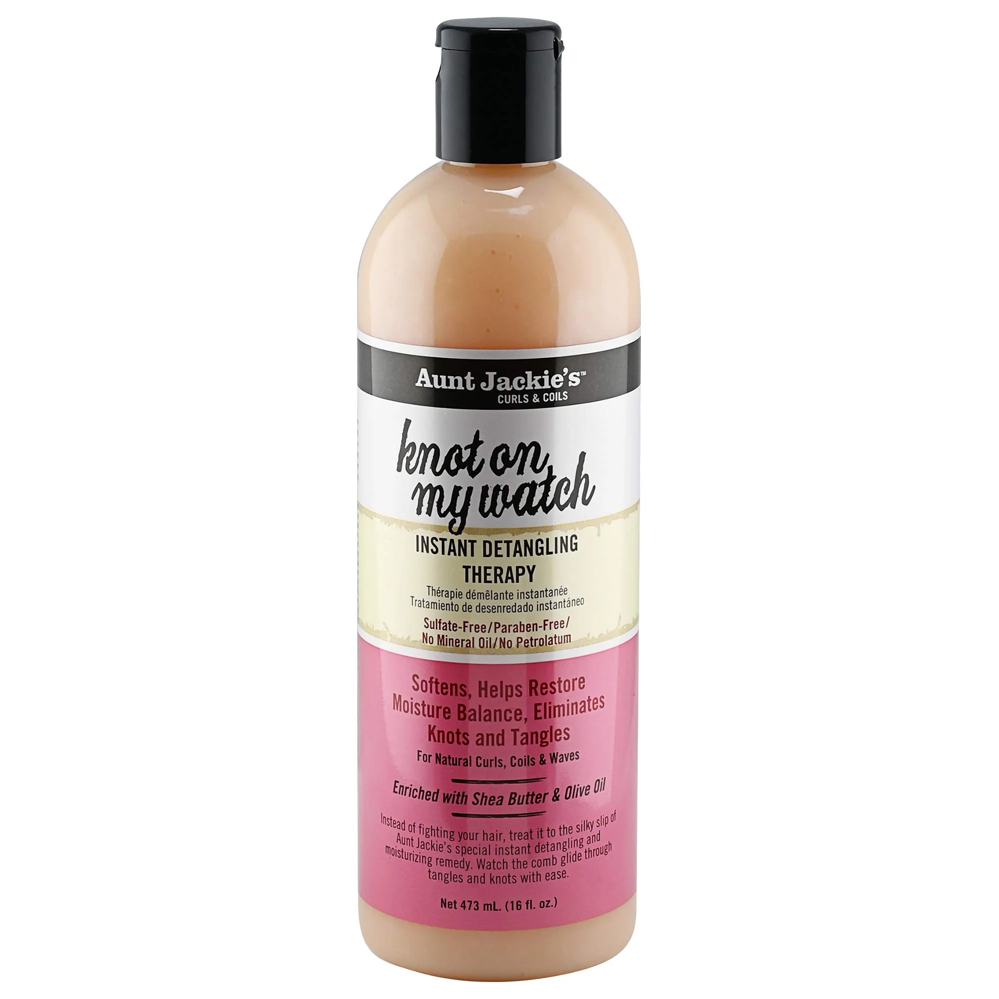 Traditional Aunt Jackie's Curls and Coils Knot On My Watch Instant Hair Detangling Therapy for Natural Curls Coils and Waves Enriched with shea Butter 16 oz Contemporary