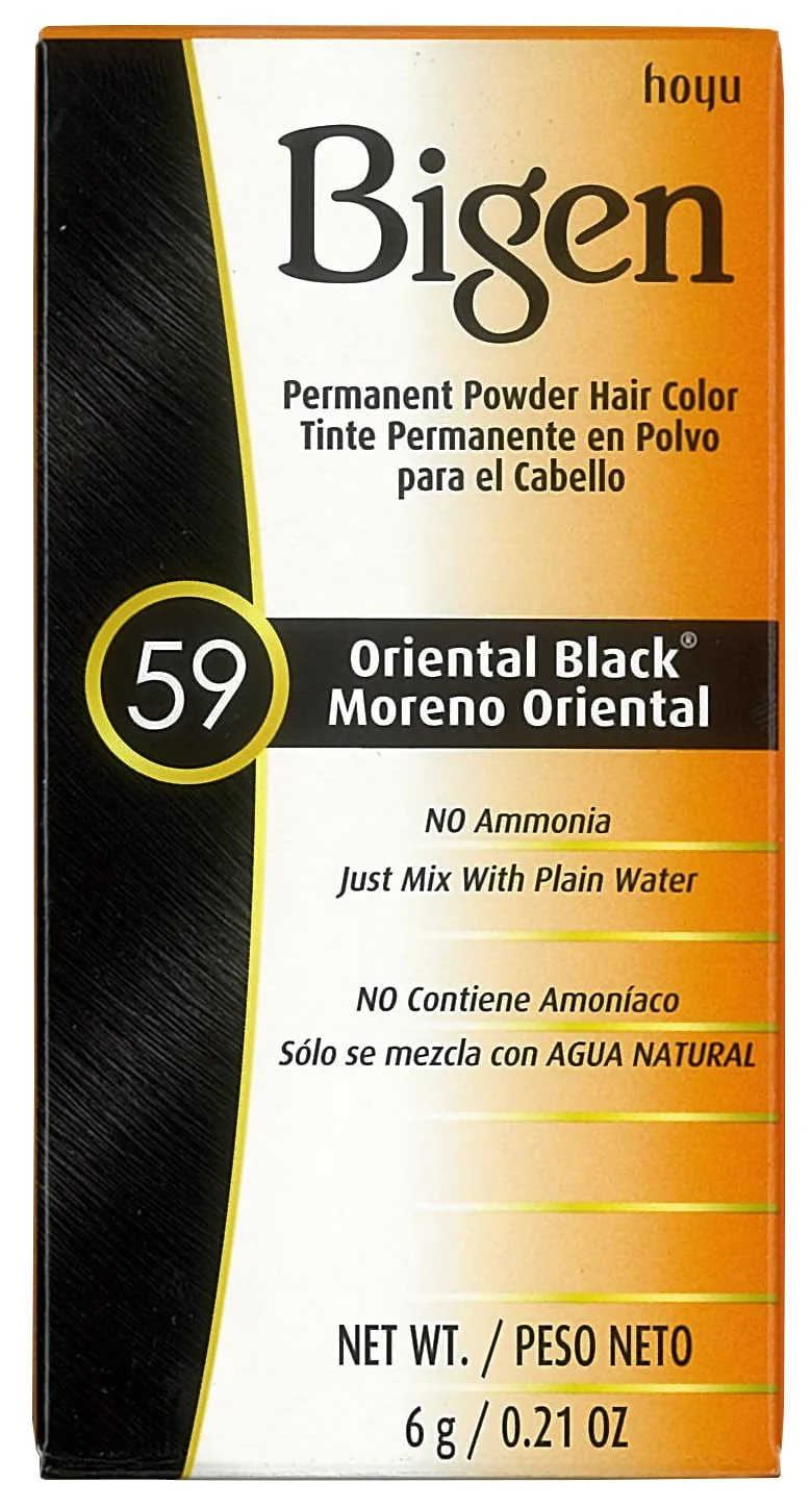 Authentic Bigen Permanent Powder Hair Color 59 Oriental Black 1 ea Pack of 10 High-Quality