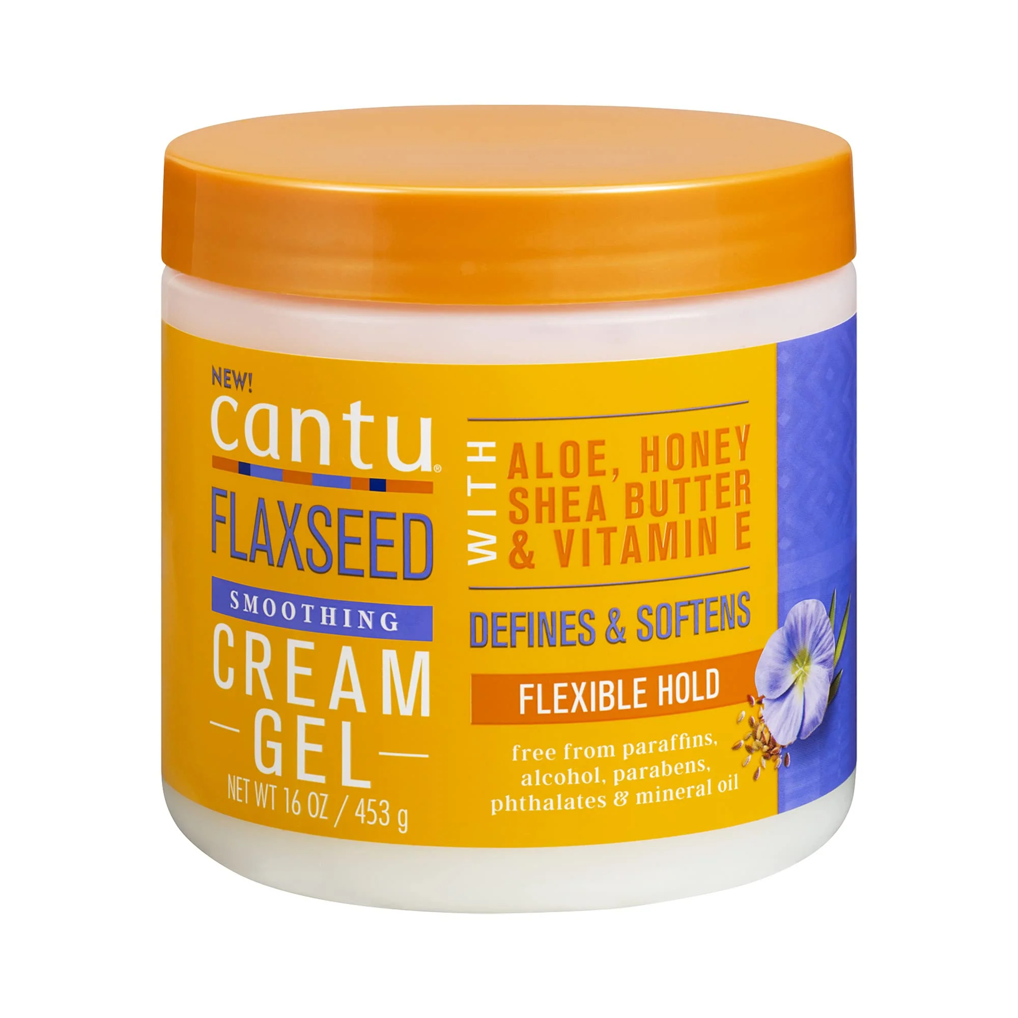 Casual Cantu Flaxseed Styling Cream Gel with Aloe Honey Shea Butter Vitamin E 16 oz Soft