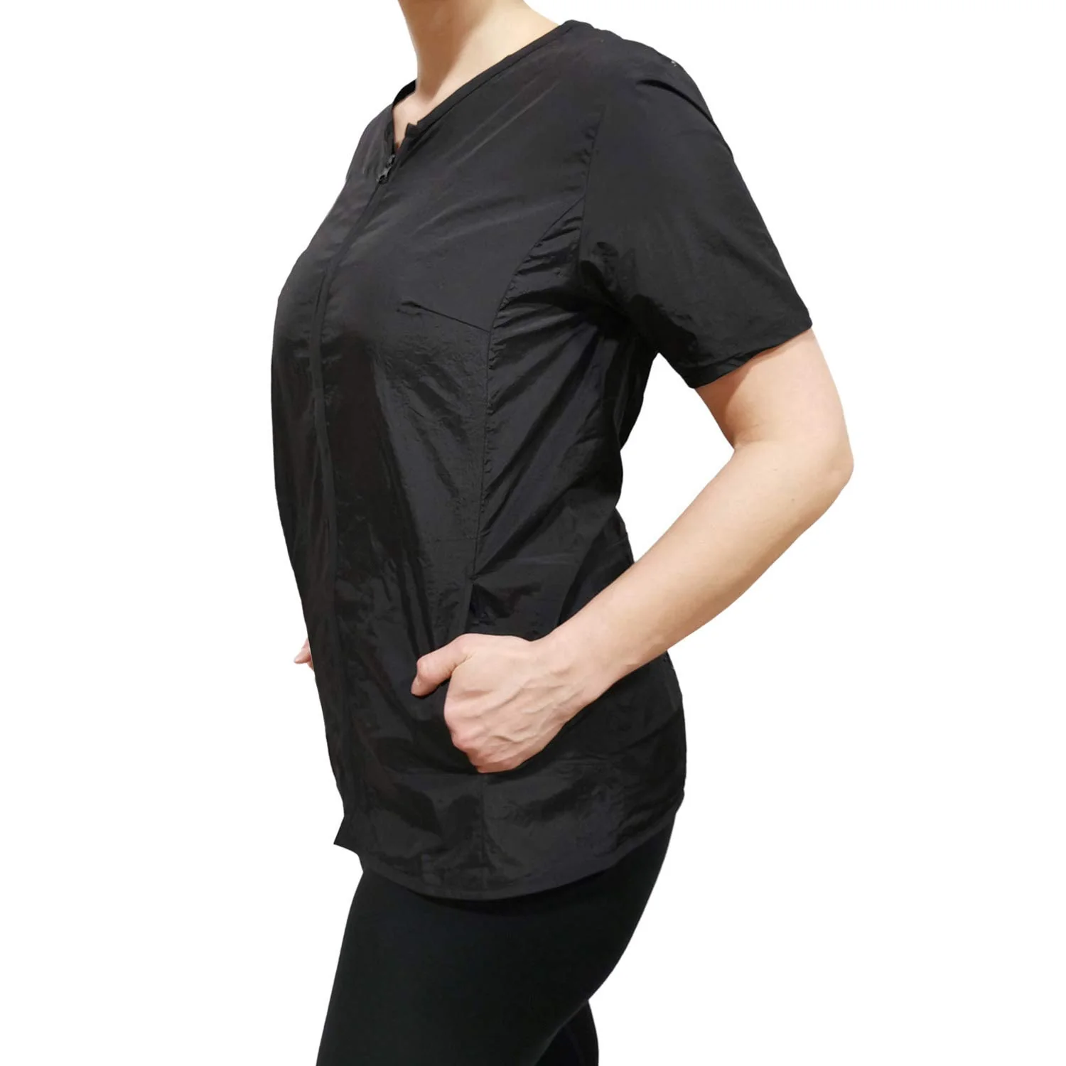 Unique CHARLENE Ivy Short Sleeves Jacket Mesh Back Hair Water Repellent - Taffeta Lace and Mesh Details - Zipper Closure - Machine Washable - Stylish Green