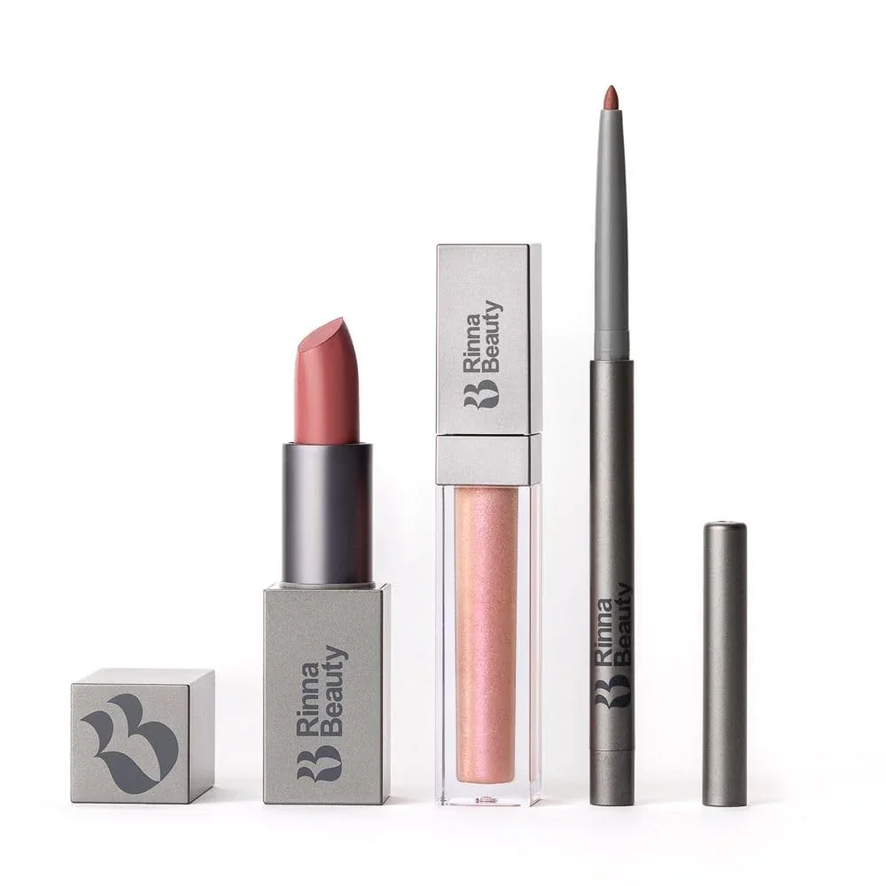 Authentic Rinna Beauty Lip Kit - Rodeo Drive - All in One Rose Lip Color - Includes Lipstick Lip Gloss and Lip Liner - Vegan Formula Long-lasting First-Class