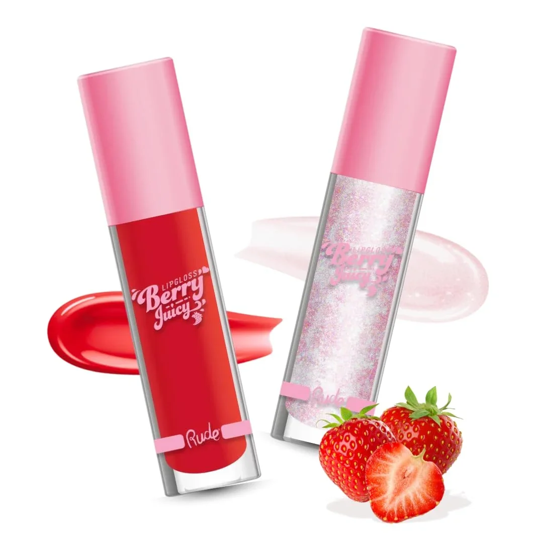 User-Friendly RUDE Cosmetics Berry Juicy Lip Gloss for Women High Shine Lip Glosses Set Moisturizing Hydrating Lipgloss for Girls I for Day Night Makeup Reliable
