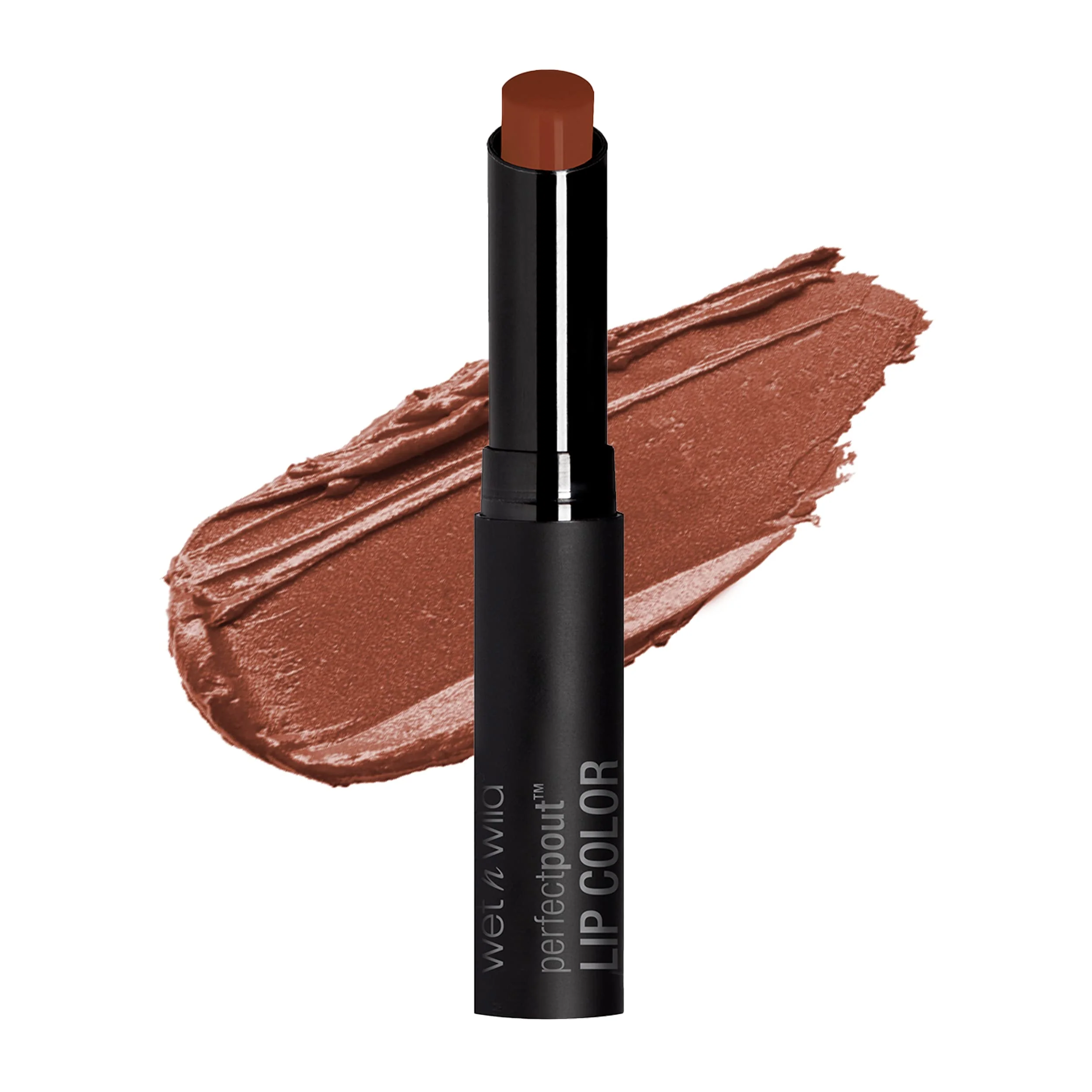 Breathable ipstick By Wet n Wild Pout Lipstick Lip Color Fall Red Extra Cinnamon Please Non-Tacky Non-Sticky Long Lasting Trendy