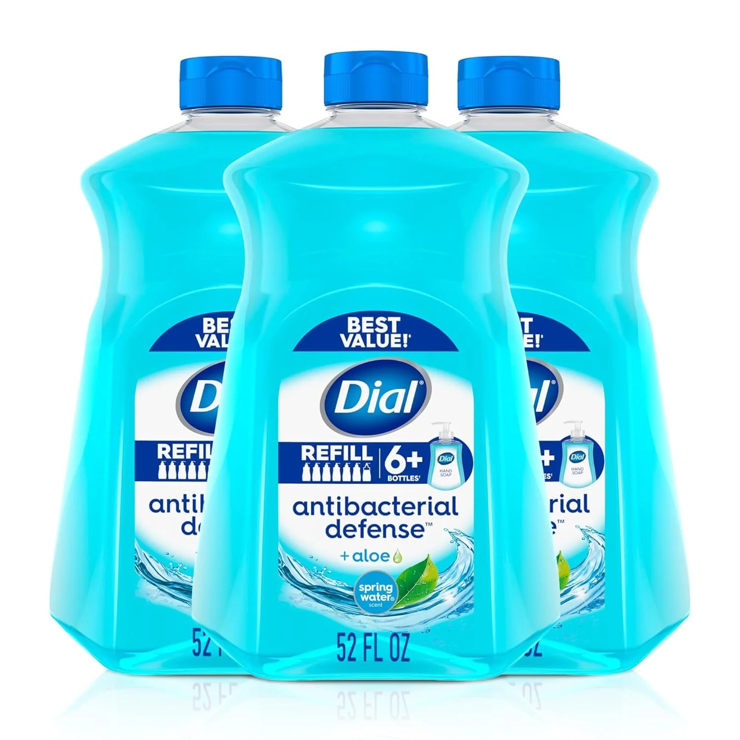 Lightweight Liquid Hand Soap Refill Dial Spring Water Hand Wash 52 Fl Oz Bundle of 2 Bottle Verified