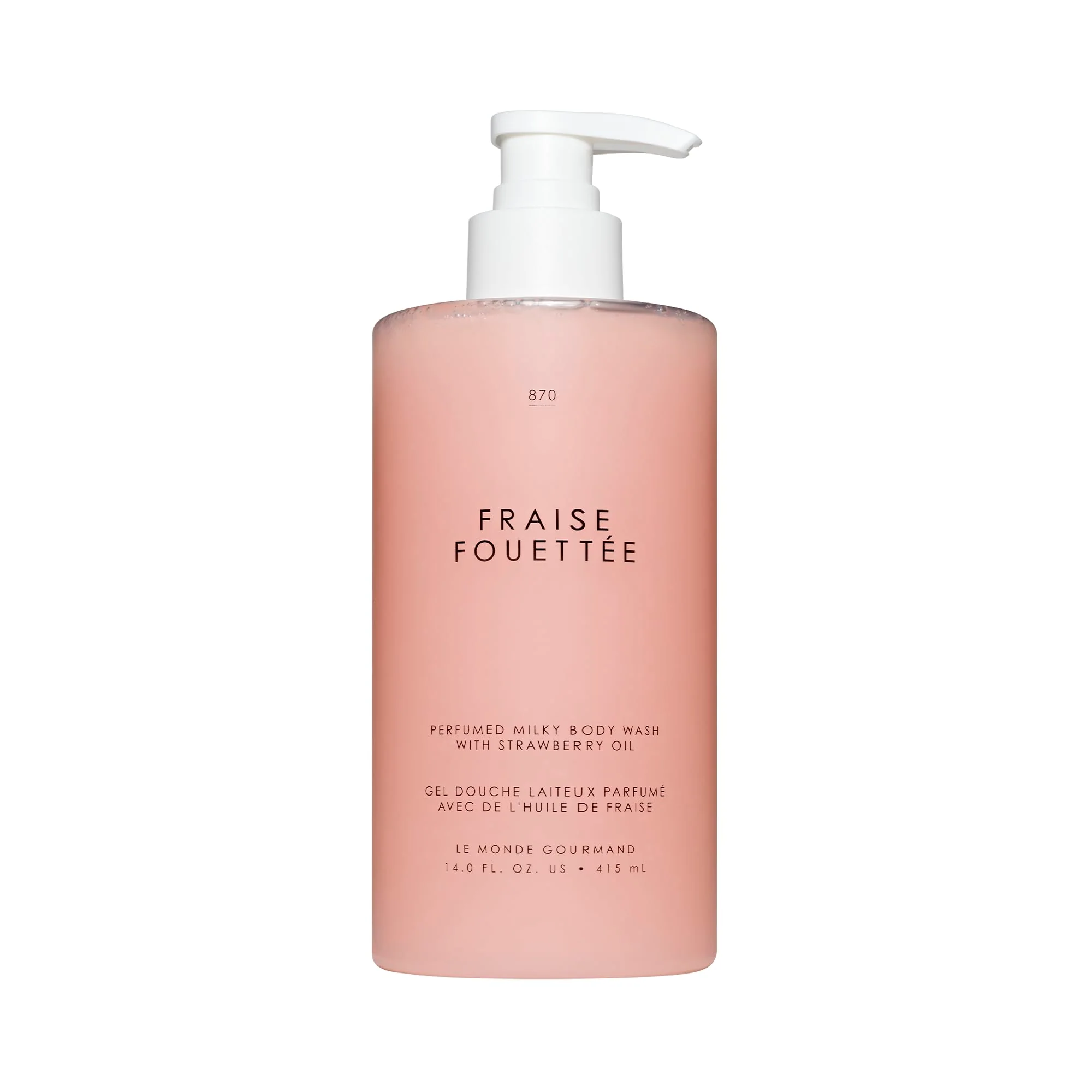 Breathable Le Monde Gourmand Fraise Fouettée Perfumed Milky Body Wash - 14 fl oz 414 ml - Vanilla Strawberry Sugar Notes Green