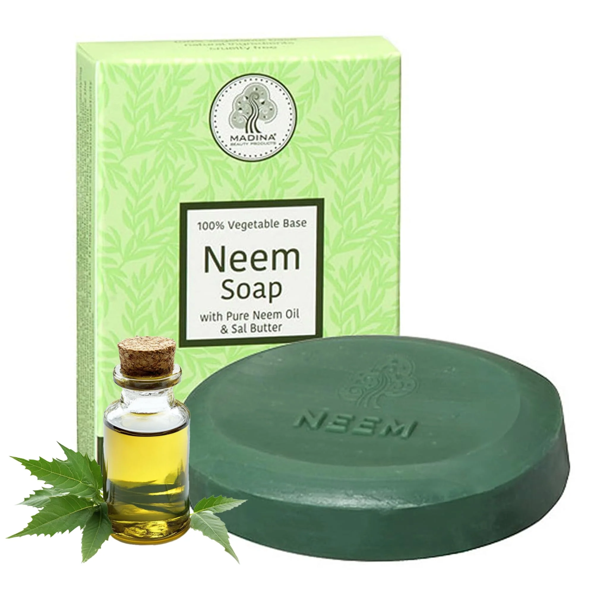 Artisan Madina Neem Advance Soap Bar - Deep Cleansing Purifying Moisturizing Vegetable-Based Halal RSPO Gentle Cleanser for Face Body 6 Genuine