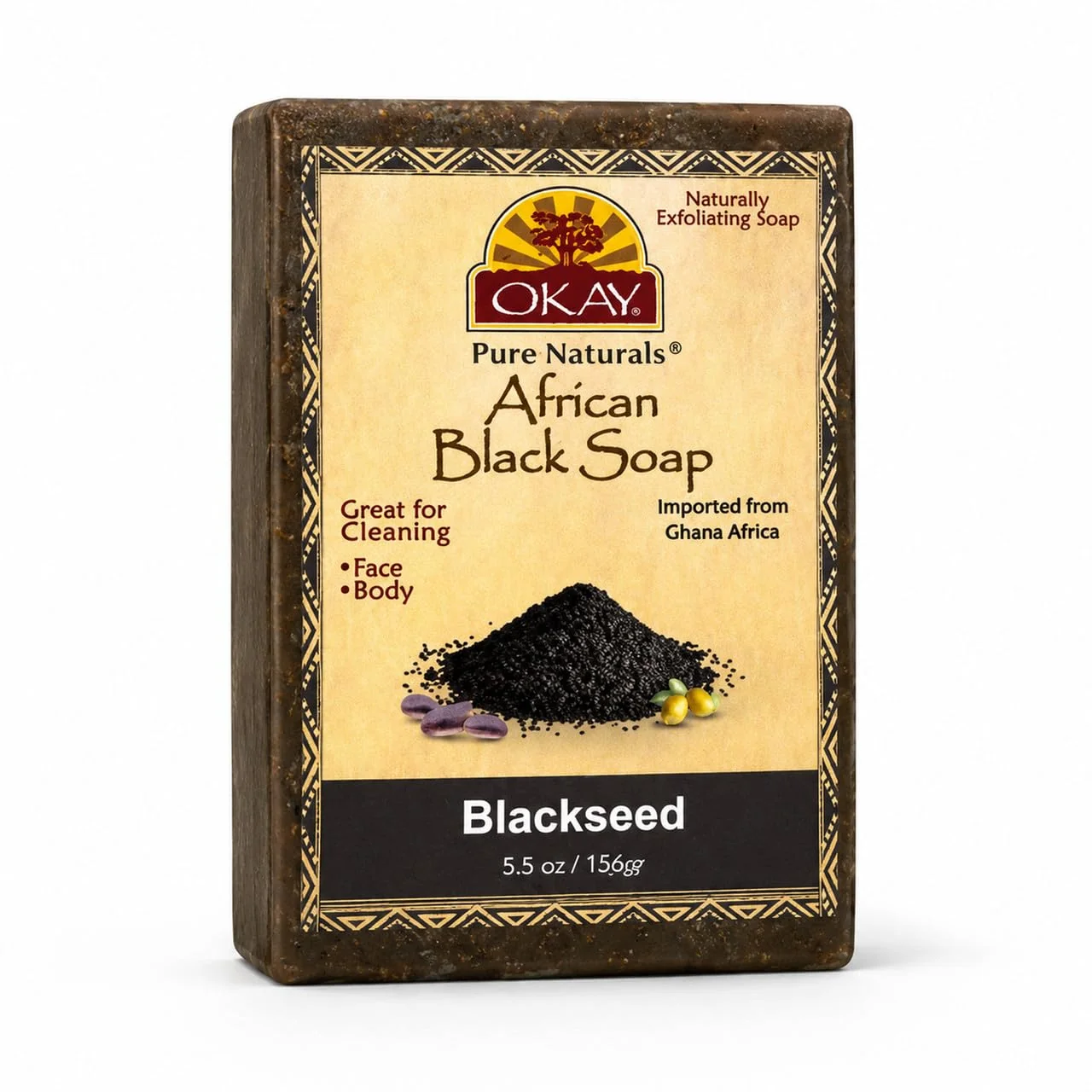 Contemporary Okay African Black Soap with Blackseed For All Skin Types Cleanses and Exfoliates Nourishes and Heals of Sulfate Silicone Paraben Original