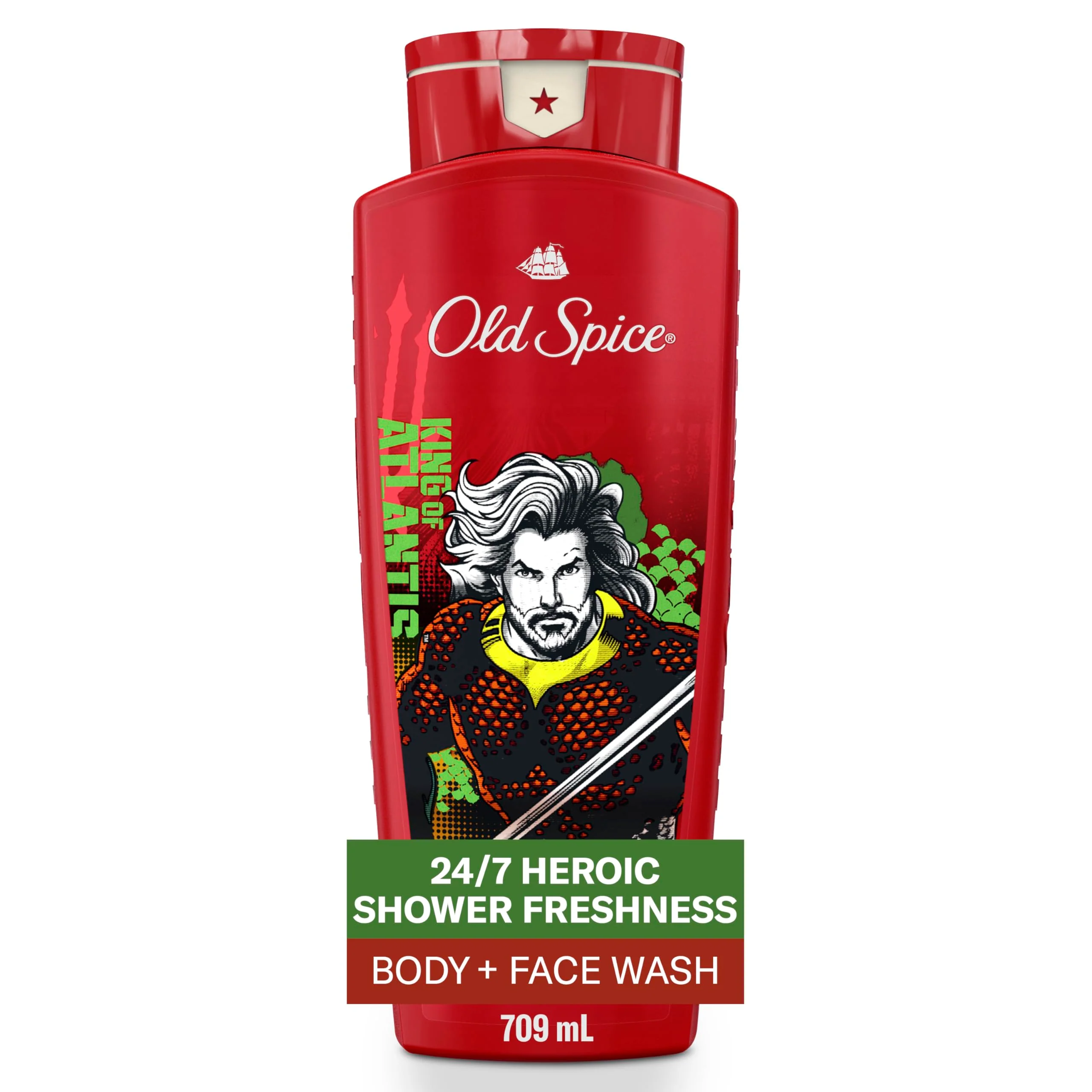 Breathable Old Spice Body Wash for Men Aquaman King of Atlantis 3X Defense 24 7 Shower Fresh with Lasting Scent Cleansing 2-in-1 Body Face Wash Smell Dependable