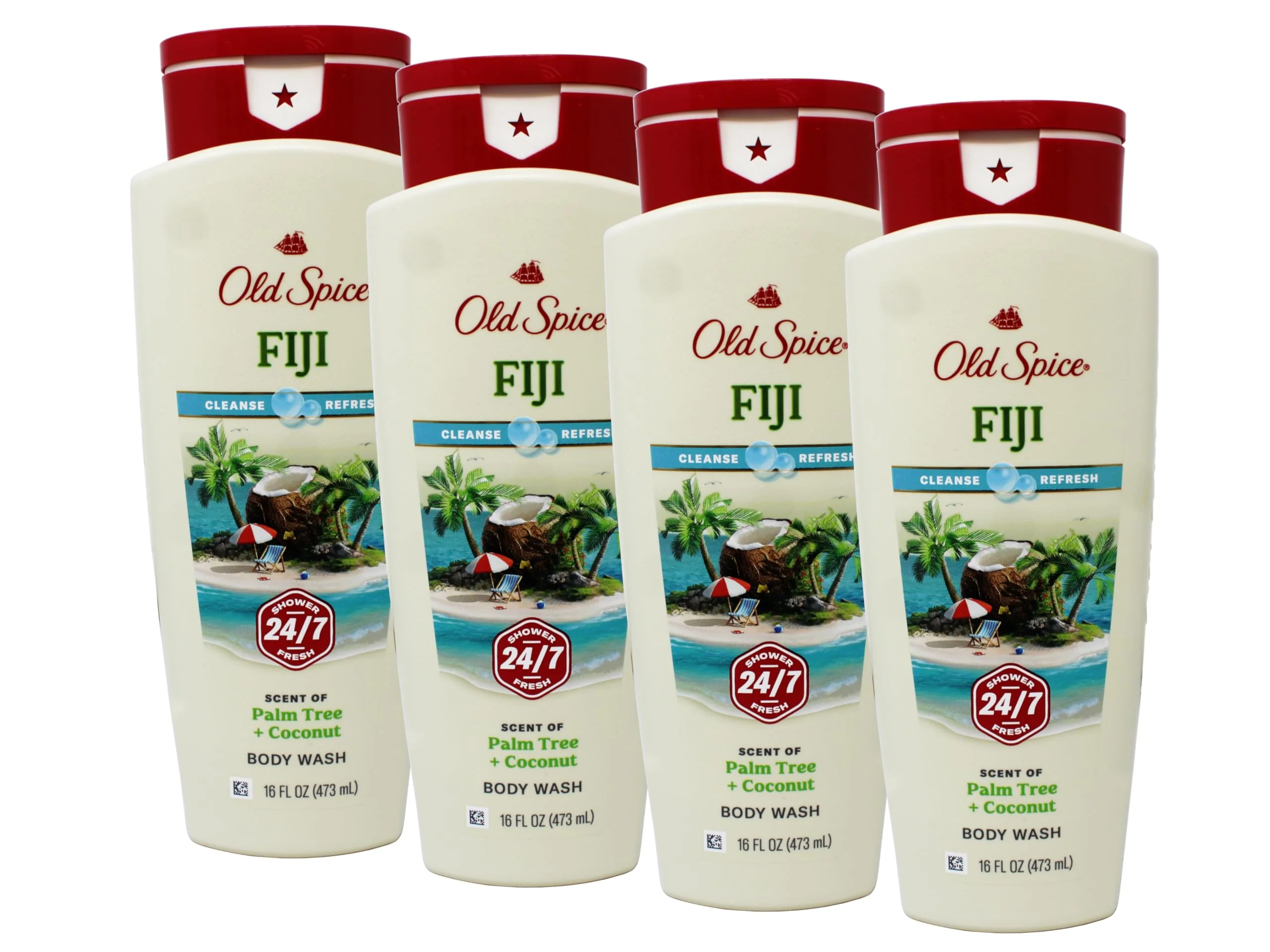 Breathable Old Spice Body Wash for Men Fresher Fiji Scent Fresher Collection 16 Fluid Ounce Pack of 4 Next-Generation