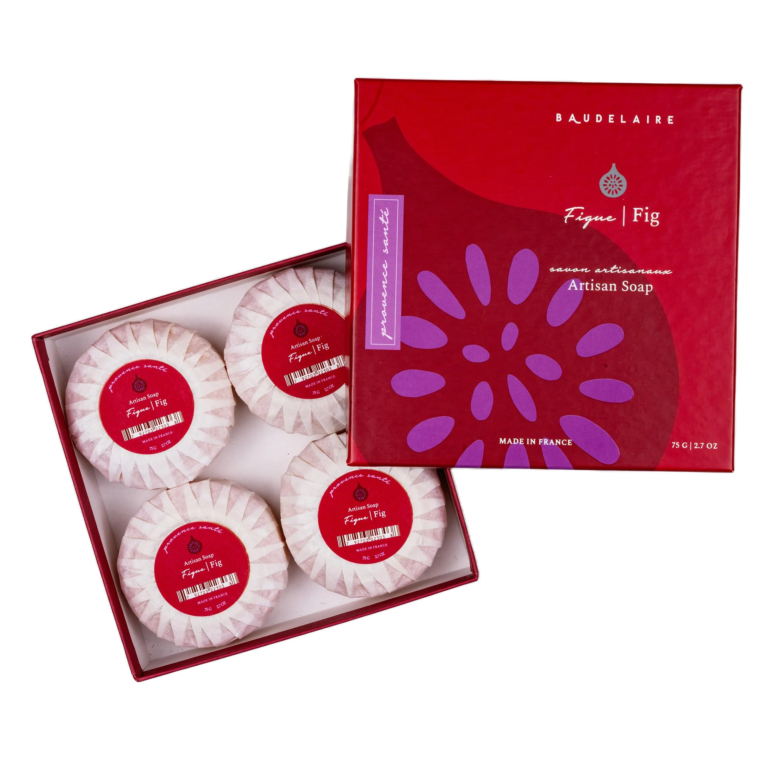 Dependable Provence Sante Luxury French Cleansing Bar - Moisturizing Shea Butter - Triple-milled Fig Fragrance 2.7oz 4-Bar Gift Box Functional