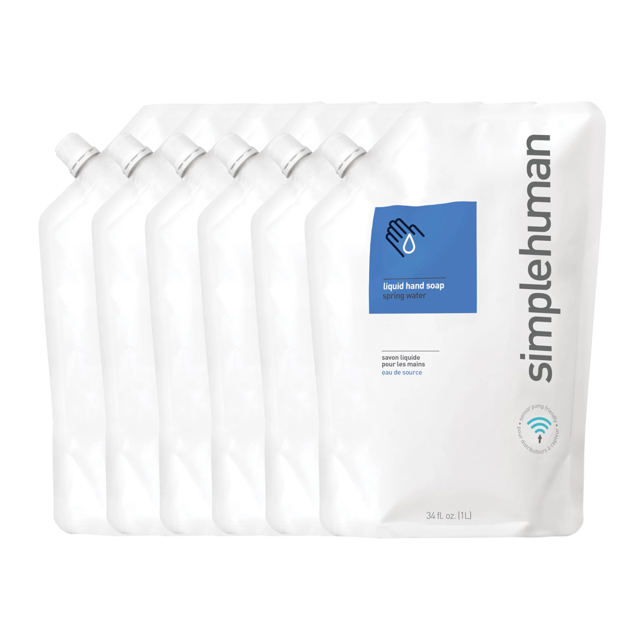 Comfortable simplehuman Spring Water Moisturizing Liquid Hand Soap Refill Pouch 34 Fl. Oz. Pack of 6 Trendy
