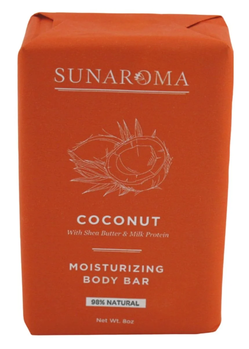 Authentic Sunaroma Soap Bar Coconut Shea Butter Milk Protein 8 Ounce Pack of 3 Environmentally Friendly