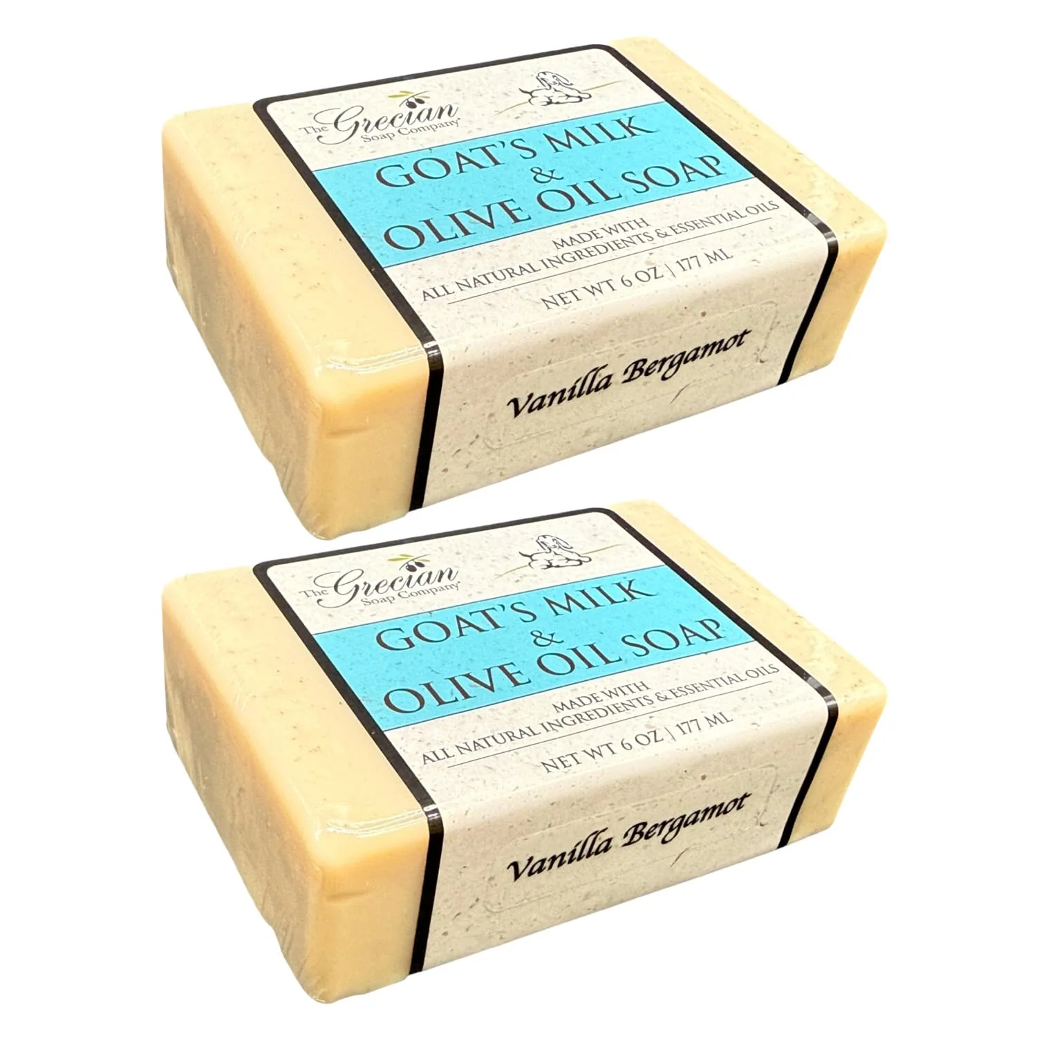 Detailed The Grecian Soap Company Clean Beauty Goat's Milk Olive Oil Bar Soap in Vanilla Bergamot - Pack of 2 6oz All-Natural Scented Bars for Women Men Practical