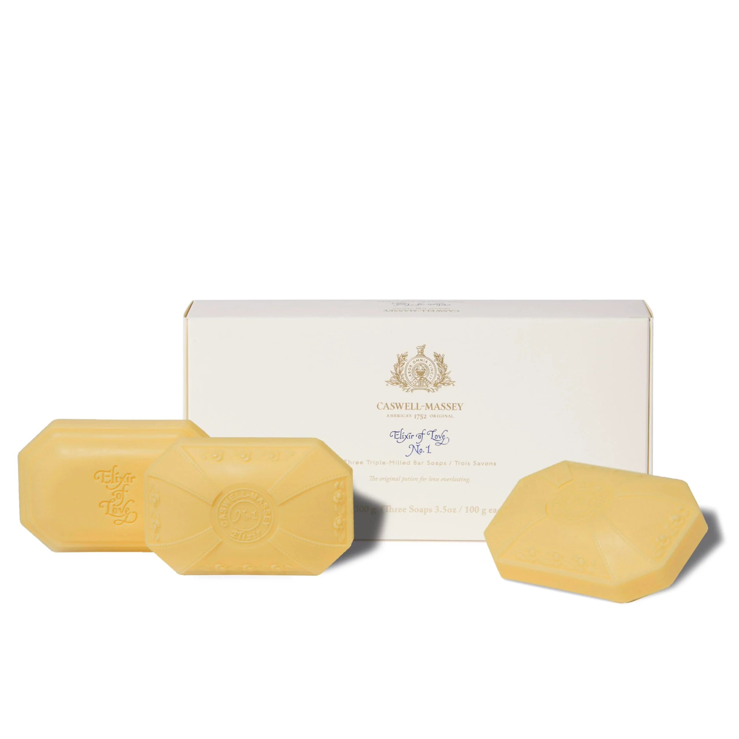 Verified Caswell-Massey Natural Bar Soap Gift Set - Elixir of Love Scent - Romantic Triple-Milled Moisturizing Body Soap Bars for Women Plant-Based Formula Original