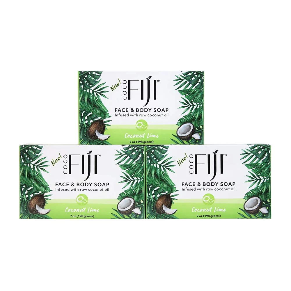 Coco Fiji Soap Bar for Face and Body Infused With Organic Coconut Oil Coconut Lime Essential Oil Natural Soap for Moisturizing Pore Purifying Flexible
