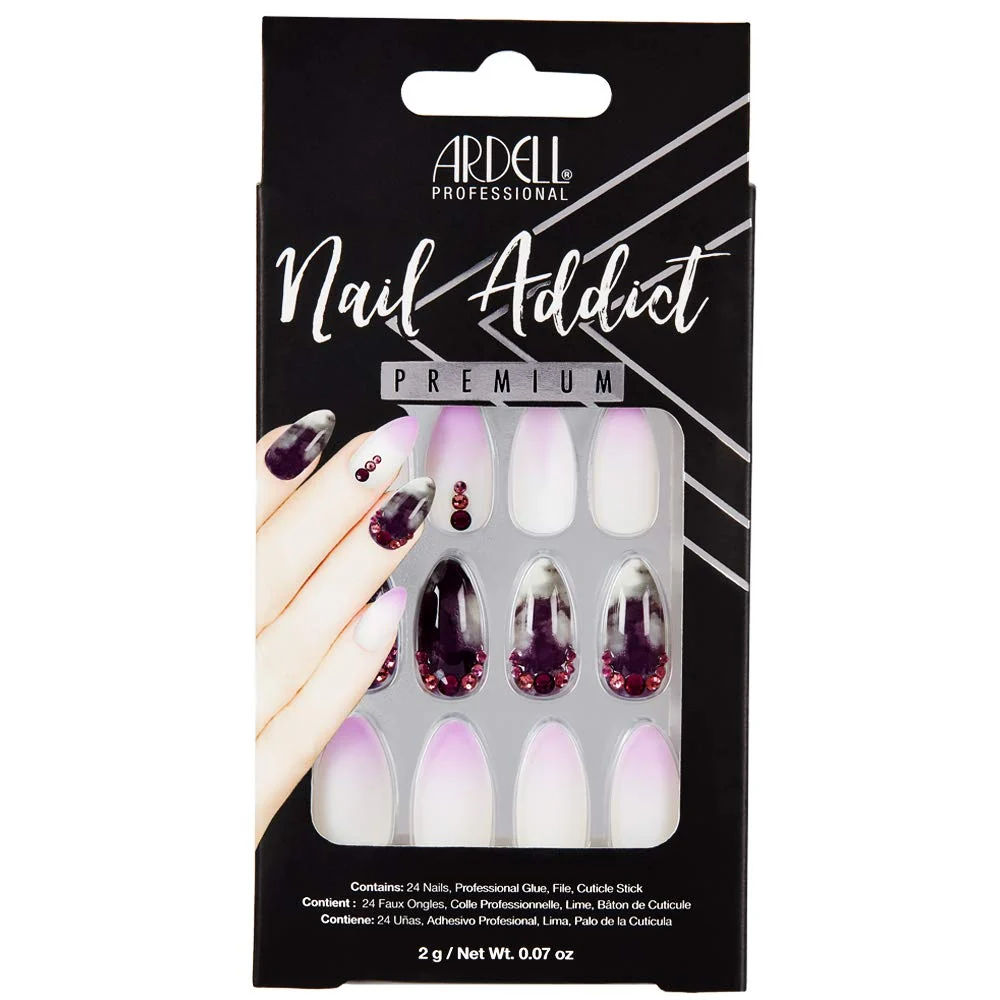 Versatile Ardell Nail Addict Premium Artificial Nail Set Marble Purple Ombré Solid