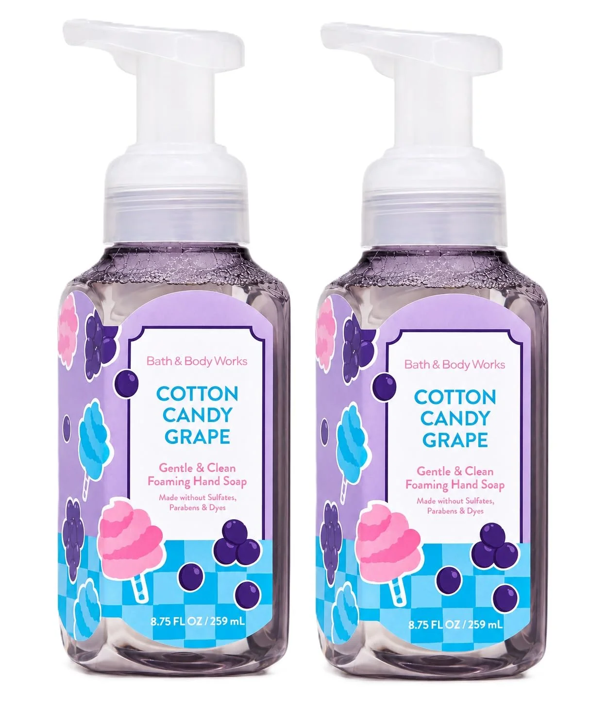 Modern Bath Body Works Gentle and Clean Foaming Hand Soap - Cotton Candy Grape - 8.75 fl oz each - Pack of 2 Fine