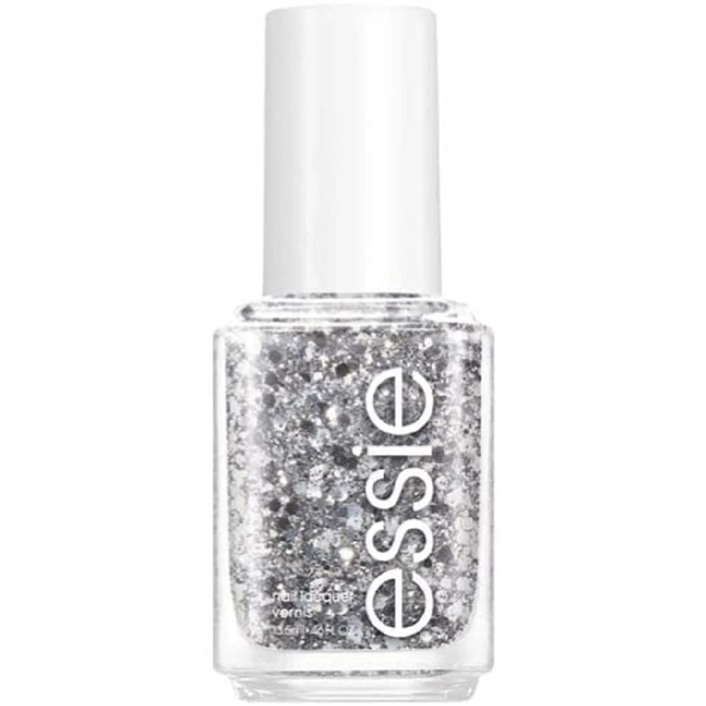 Sustainable essie Salon-Quality Nail Polish Vegan Silver Glitter Set In Stones 0.46 fl oz Optimized
