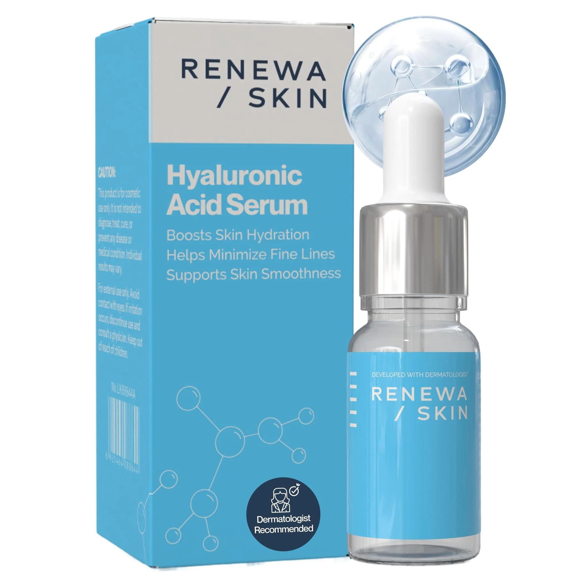 Authentic Renewa Skin Niacinamide Hyaluronic Serum for Face - Lightweight Hydrating Serum for Smooth Radiant-Looking Skin - Balances Brightens Refreshes Casual
