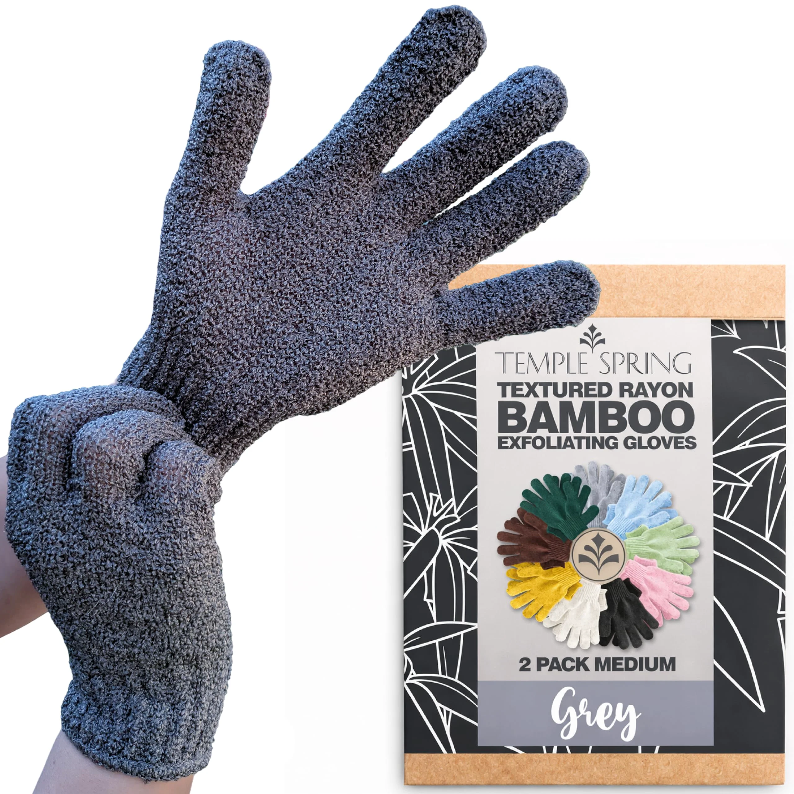Advanced Temple Spring Shower Gloves Exfoliating for Women - Natural Textured Rayon Bamboo Exfoliating Glove with Thicker Weave for Deep Cleansing Dead Skin High-Quality