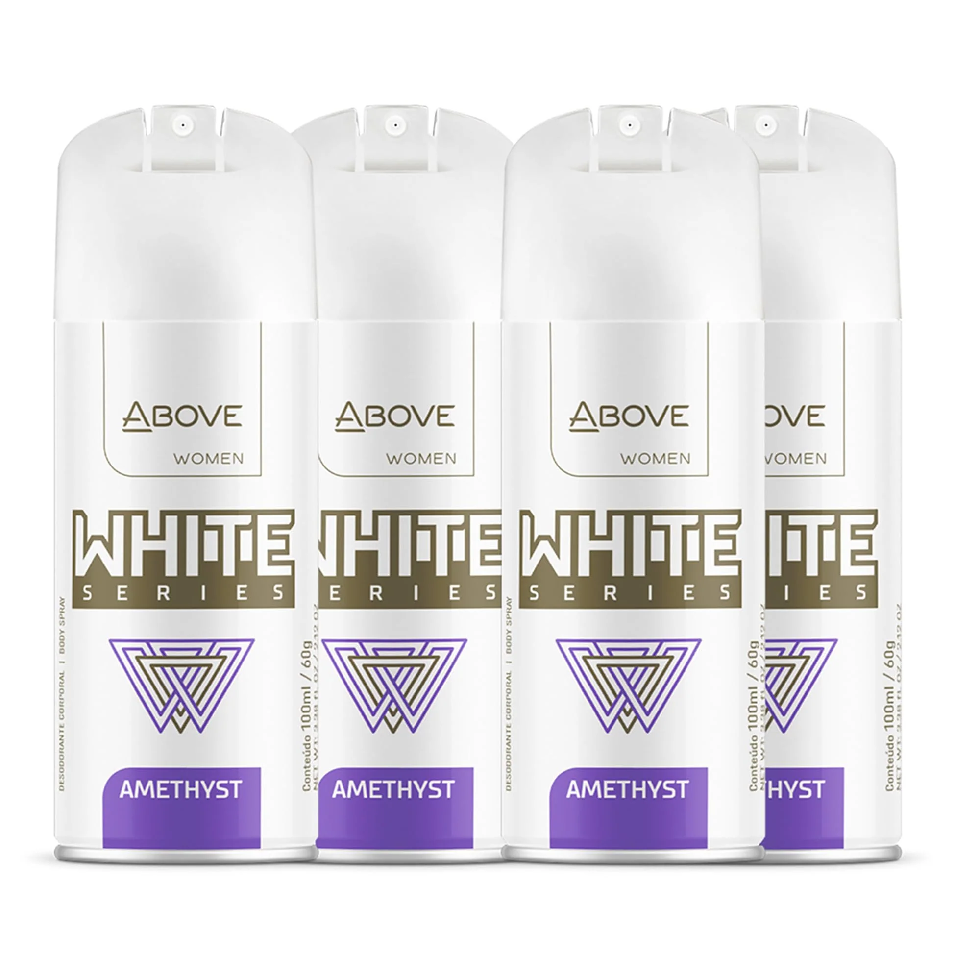 Artisan ABOVE White Series Body Spray Amethyst 4 pcs - Deodorant Spray - Masks Perspiration Odors - Long-Lasting Dry Spray - Paraben- - Cruelty- Responsible