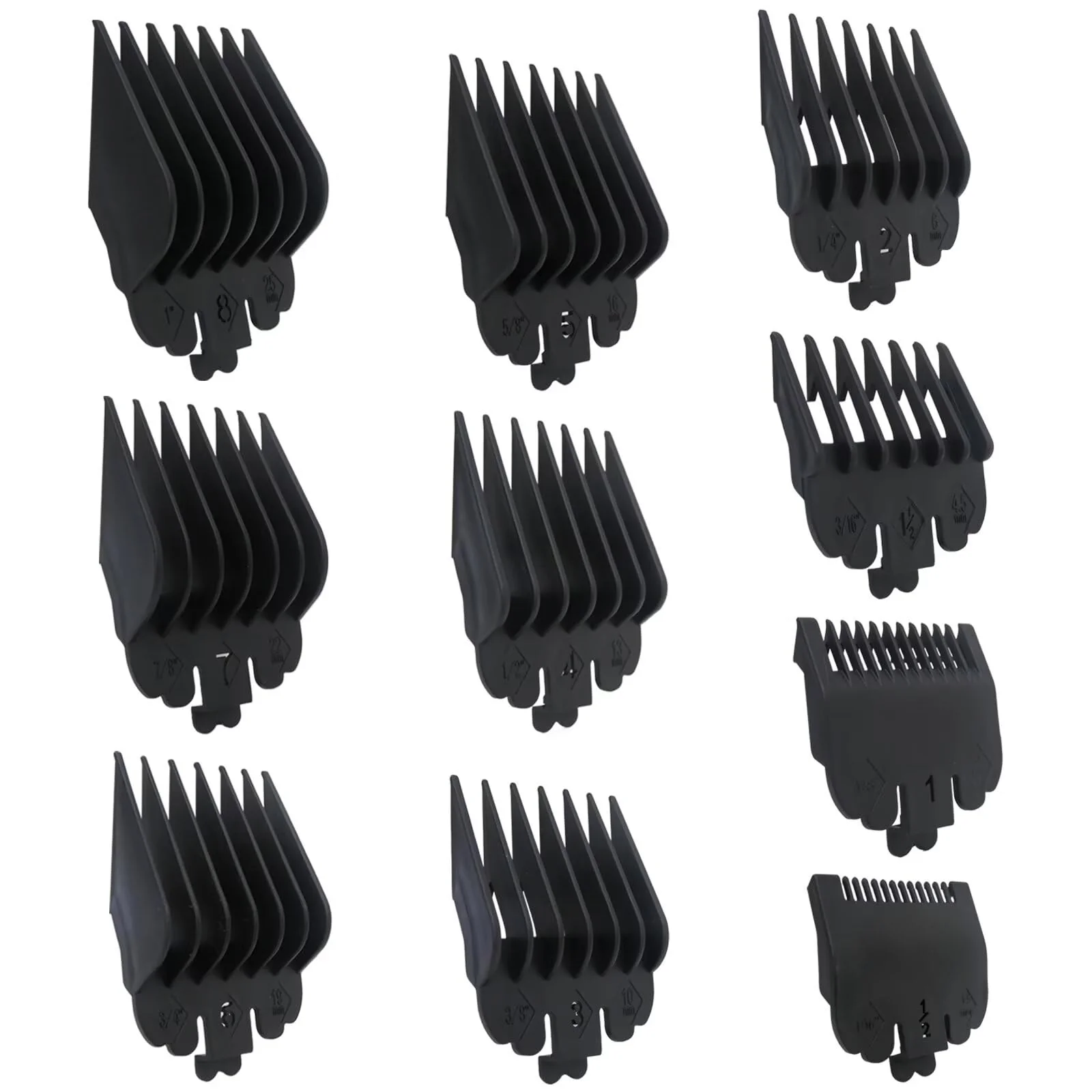 Modern INGQI New 10 Pack Clipper Guards Set Fits for Conair HC224W HC244NGBV HCT242WR - 1 16 to 1 Black Soft