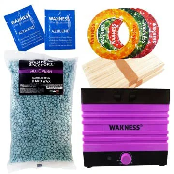 User-Friendly Waxness Aloe Vera Stripless Waxing Kit with W-CUBE Pink Warmer and 1.65 lb 0.74 kg Wax Bag Carefully Designed
