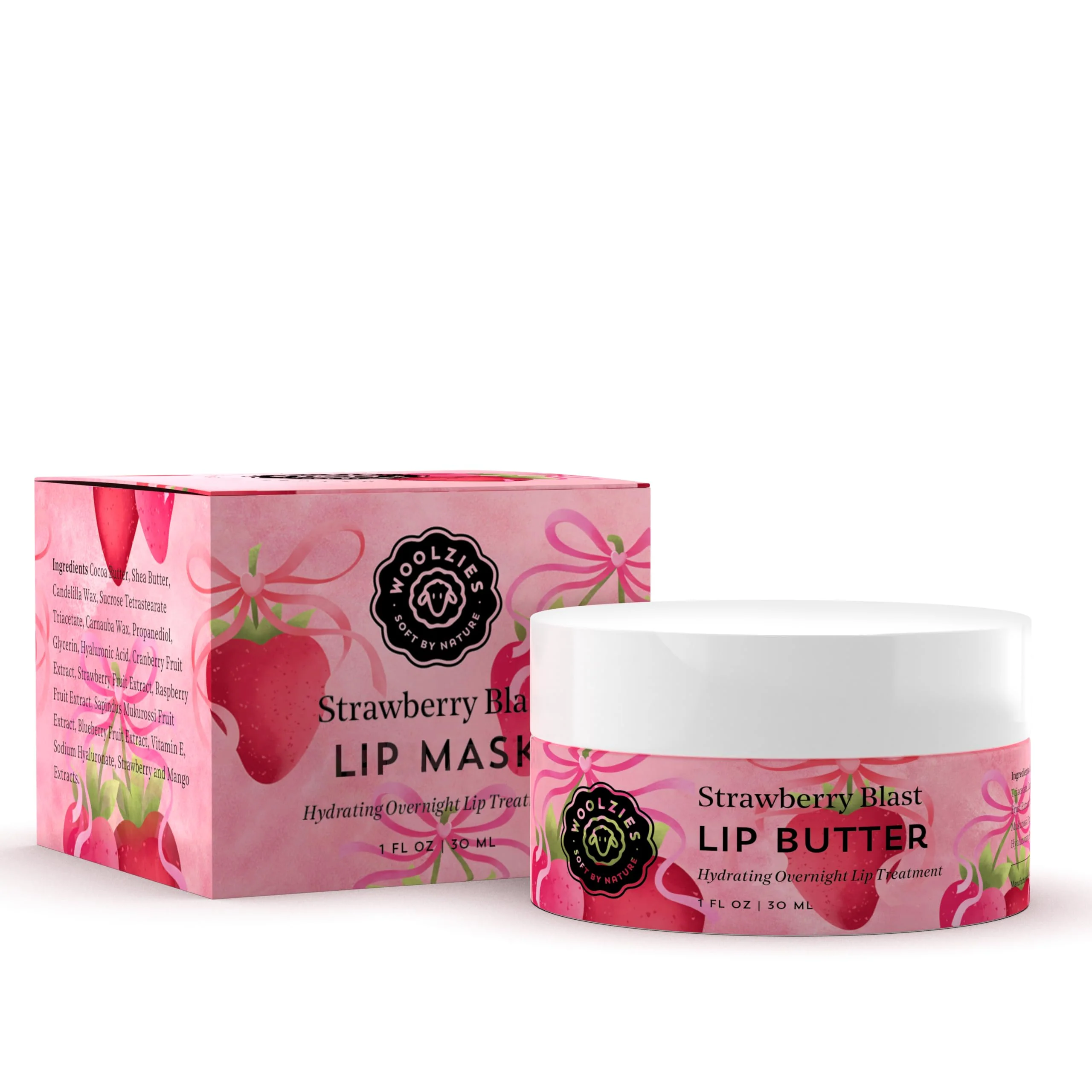 Artisan Hydrating Lip Mask with Hyaluronic Acid - Overnight Treatment for Soft Smooth Lips - Shea Butter Vitamin E Natural Oils - 1 oz Jar 1 Ounce Eco-Friendly