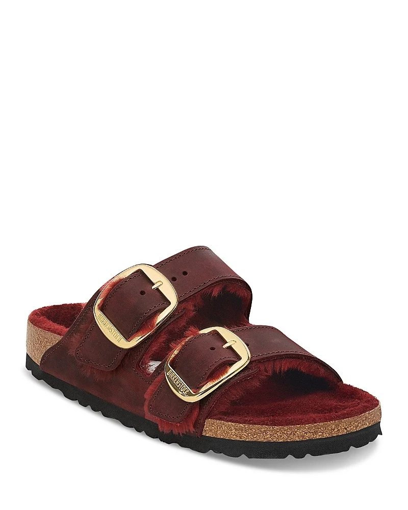 Crafted Birkenstock Big Buckle Arizona Shearling Slide Sandals Secure