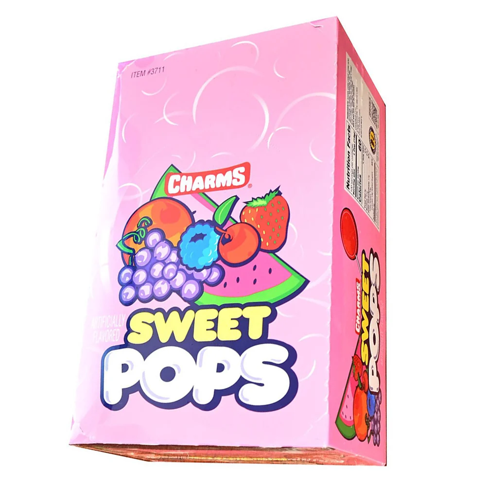 Refined Charms Sweet Pops Assorted Flavored Individually Wrapped Lollipops 100Ea Original