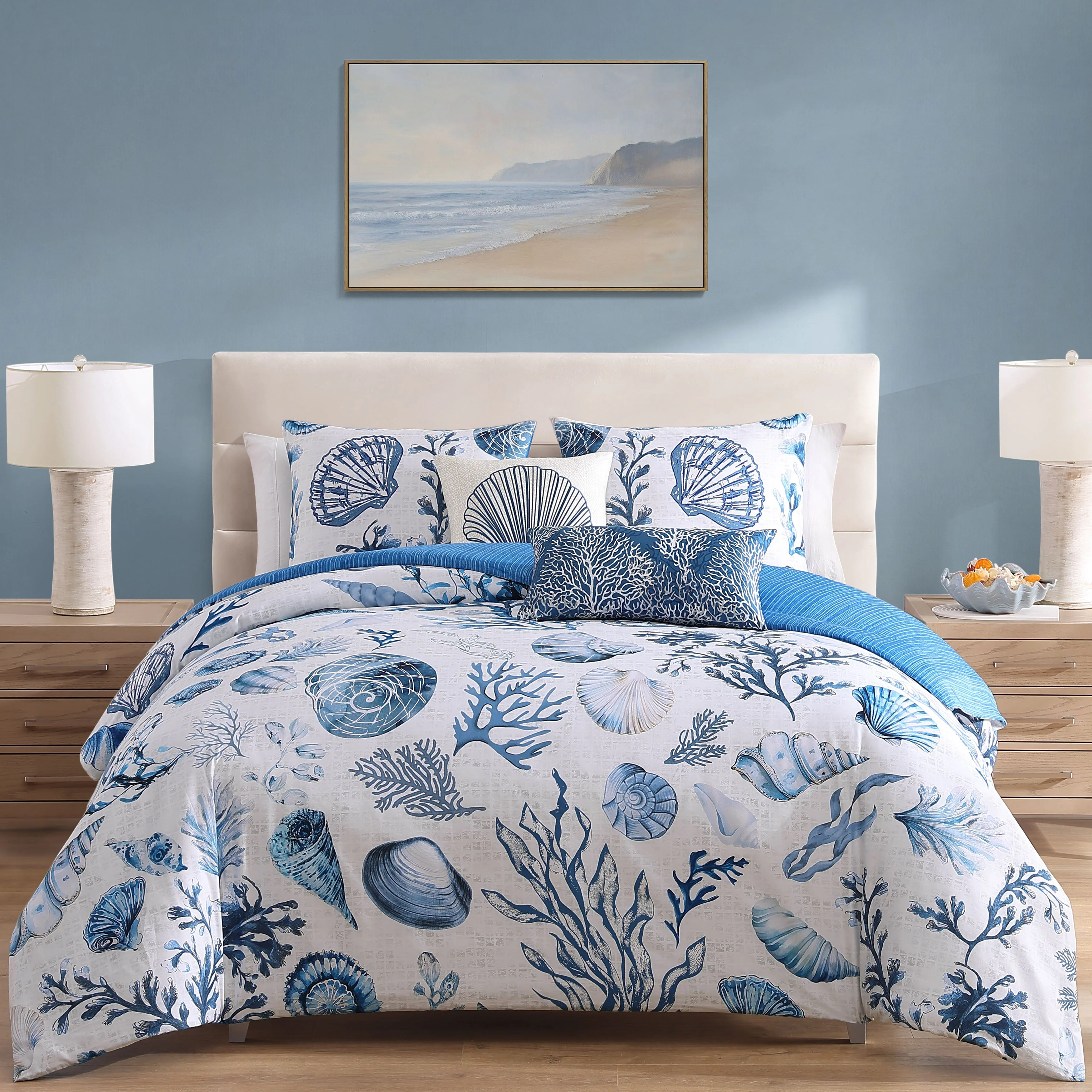 Versatile Bebejan Shells and Seaplants 5 Piece Reversible Comforter Set Consistent