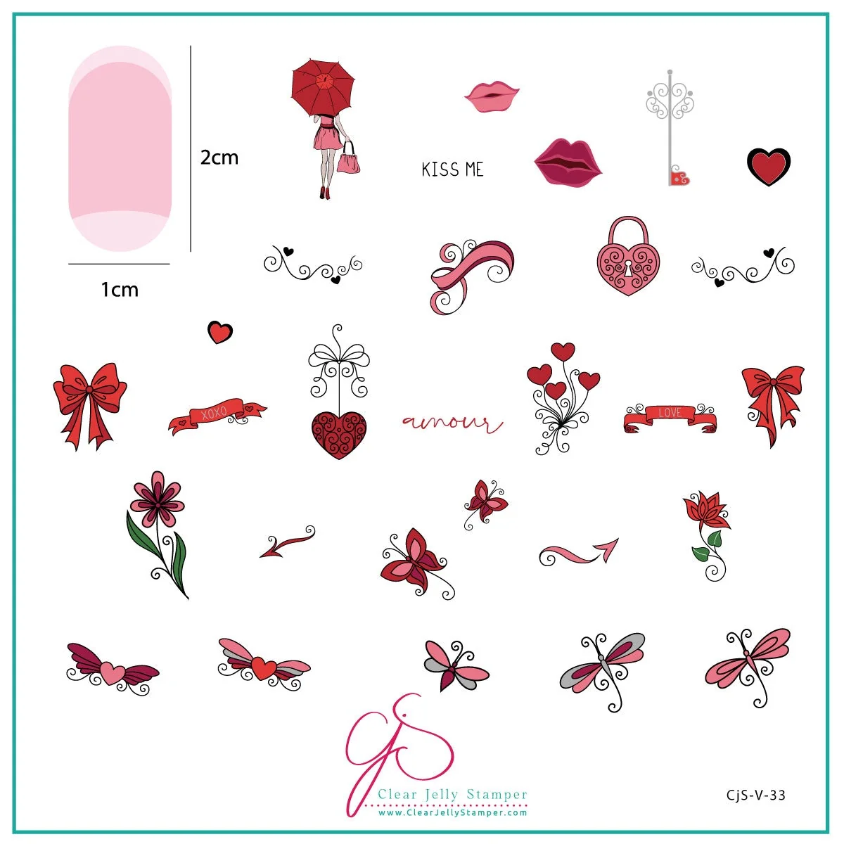 Consistent Amour CjS-V33 Steel Nail Art Stamping Plate - CJS Medium Stamping Plate Detailed