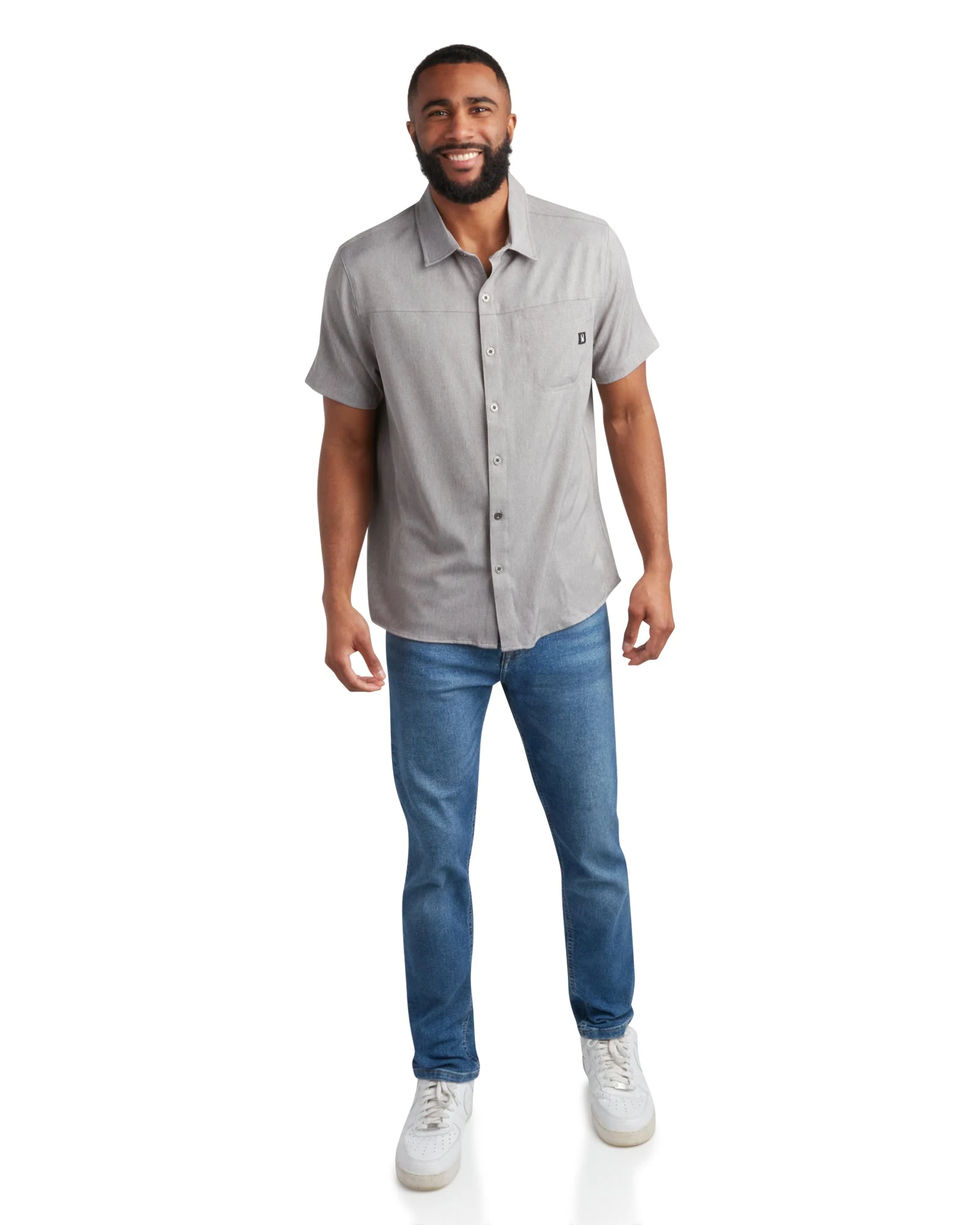 Eco-Friendly Men's Short Sleeve Mini Stripe - Grey Refined
