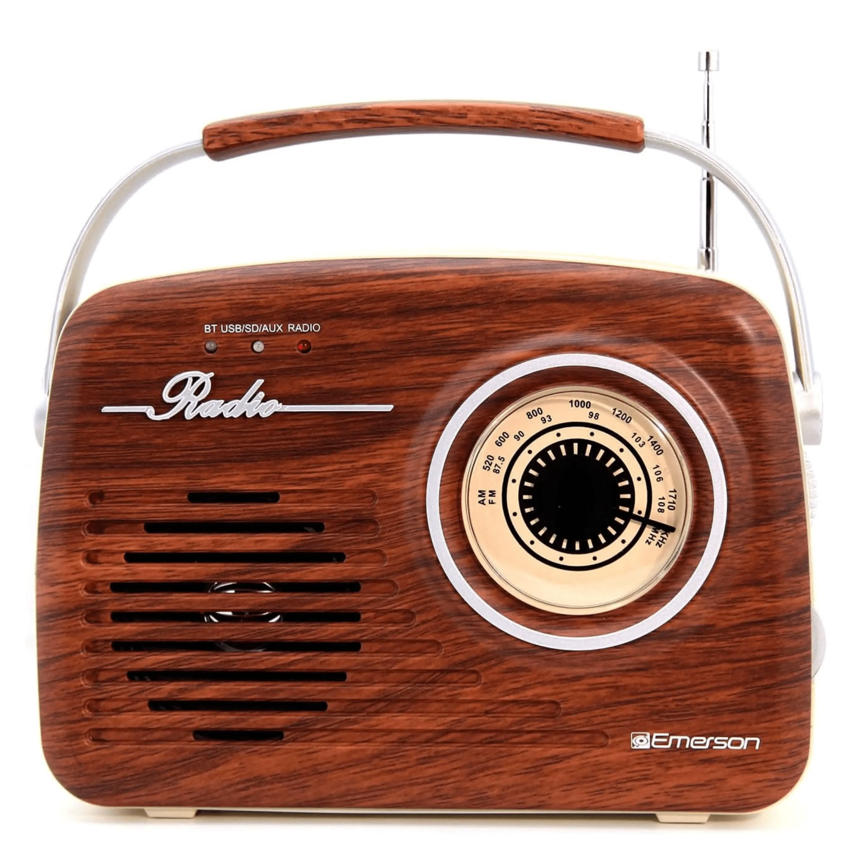 Reusable Emerson Portable Retro Radio with Built-In Rechargeable Battery - Espresso Smooth