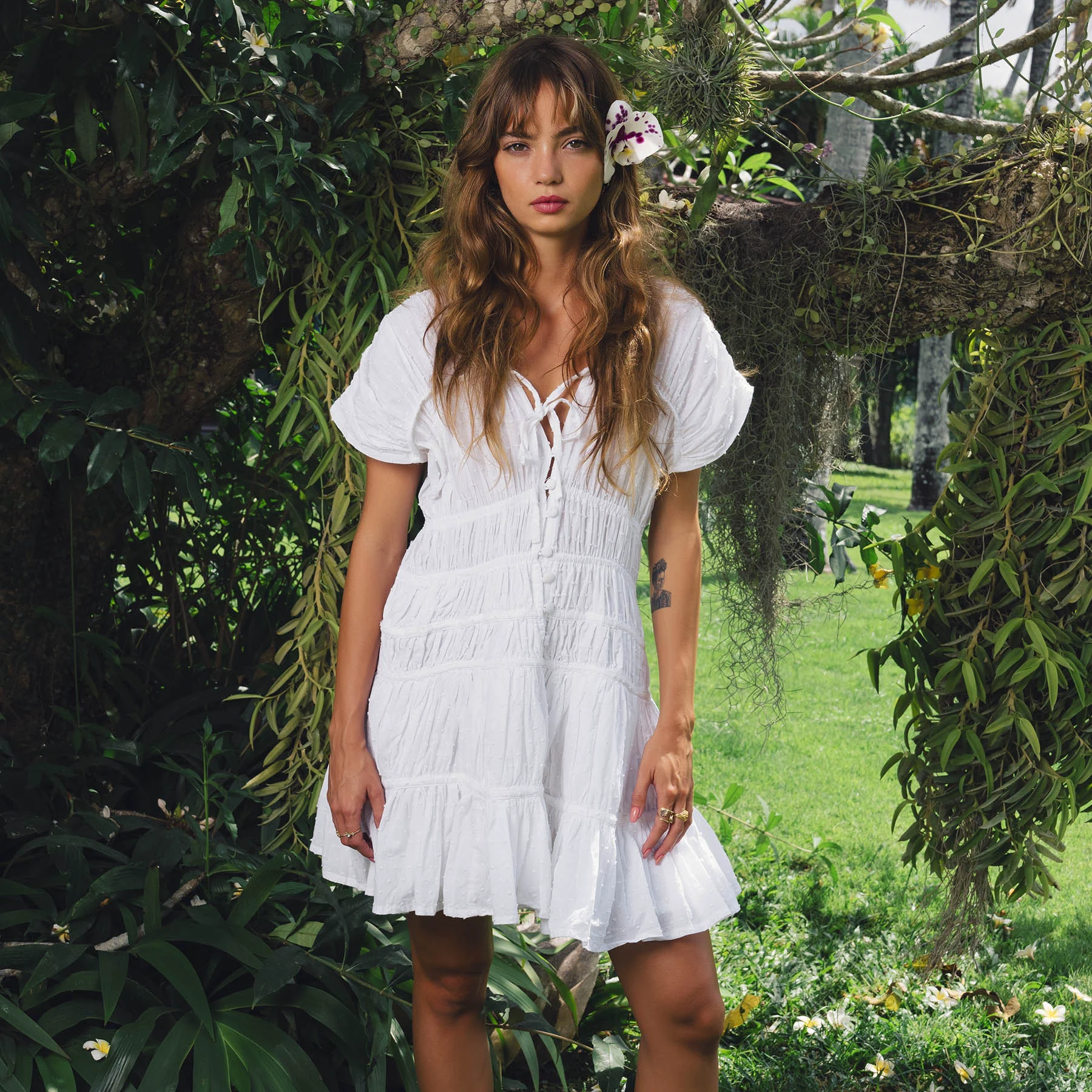 User-Friendly The Srikandi Mini Ruffle Dress In White Elegant