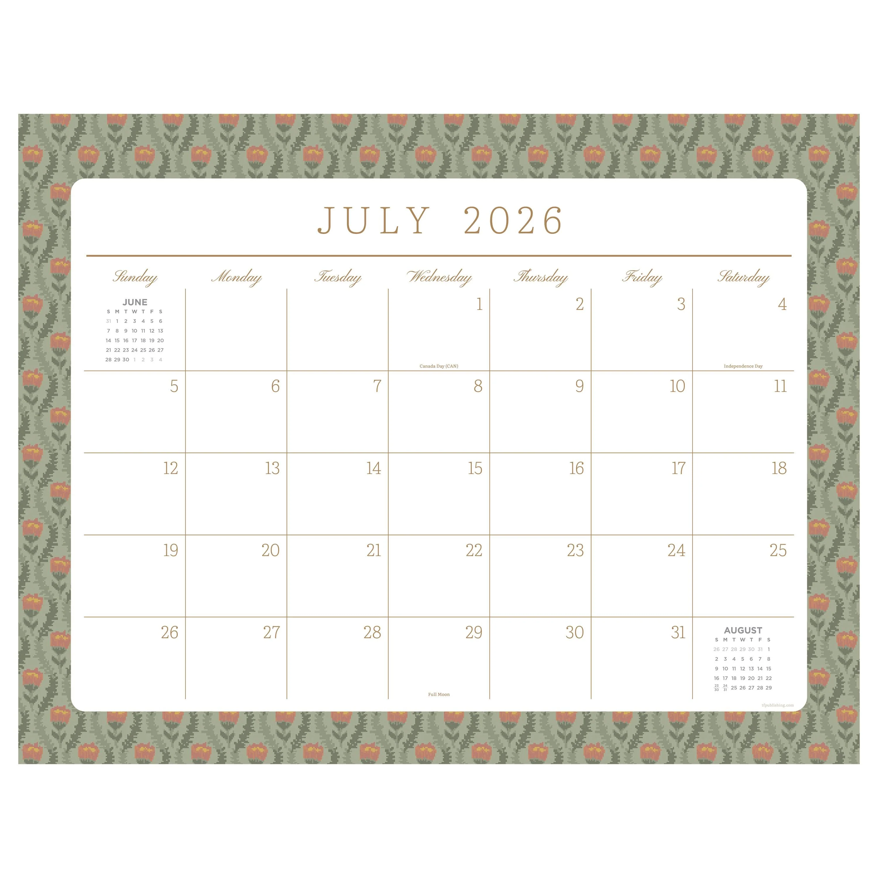 Advanced July 2026 - June 2027 Artisan Legacy Desk Pad Monthly Blotter Calendar Functional