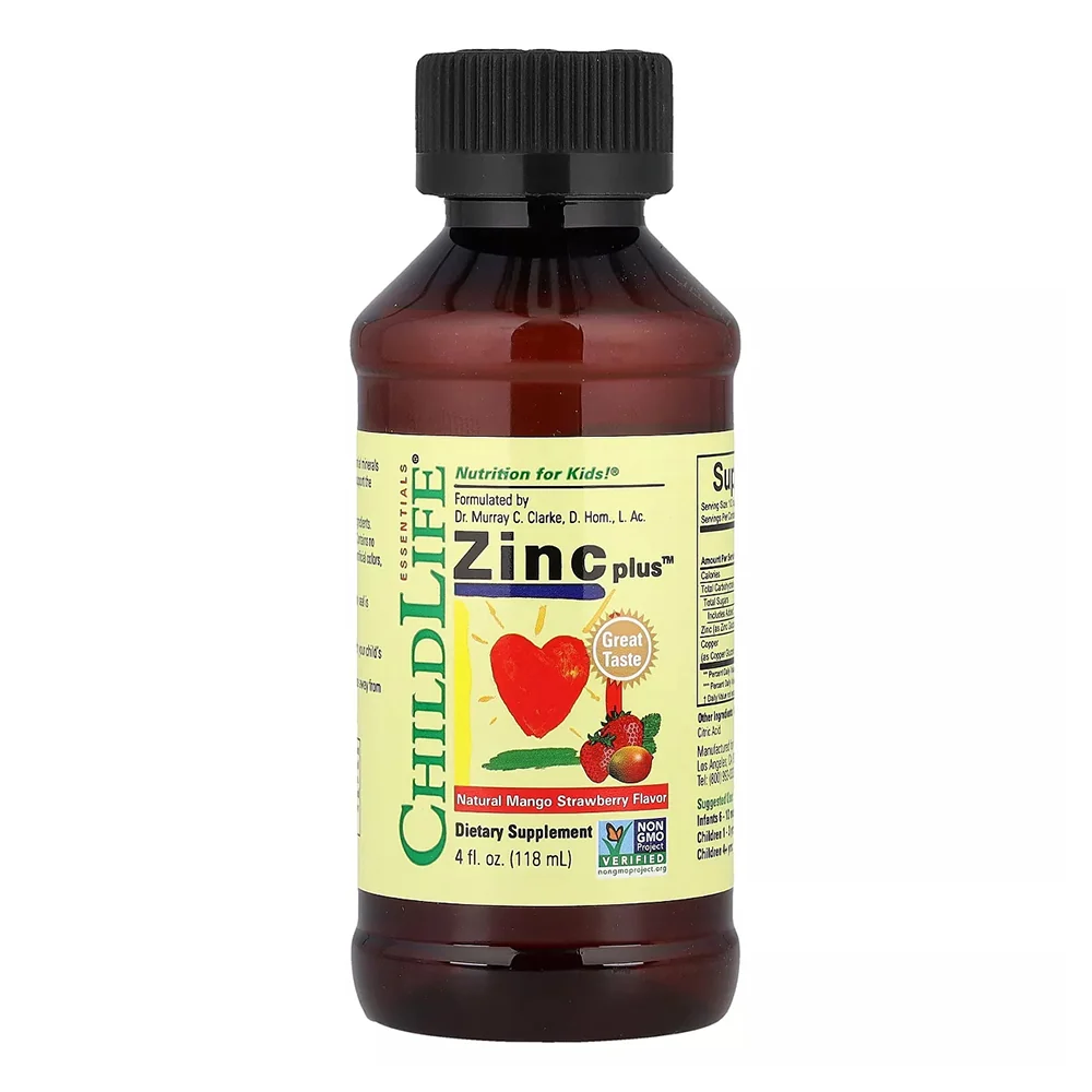 Soft ChildLife Essentials Zinc Plus Natural Mango Strawberry Flavor Support Immune System Gluten 4Oz 118ml Selected