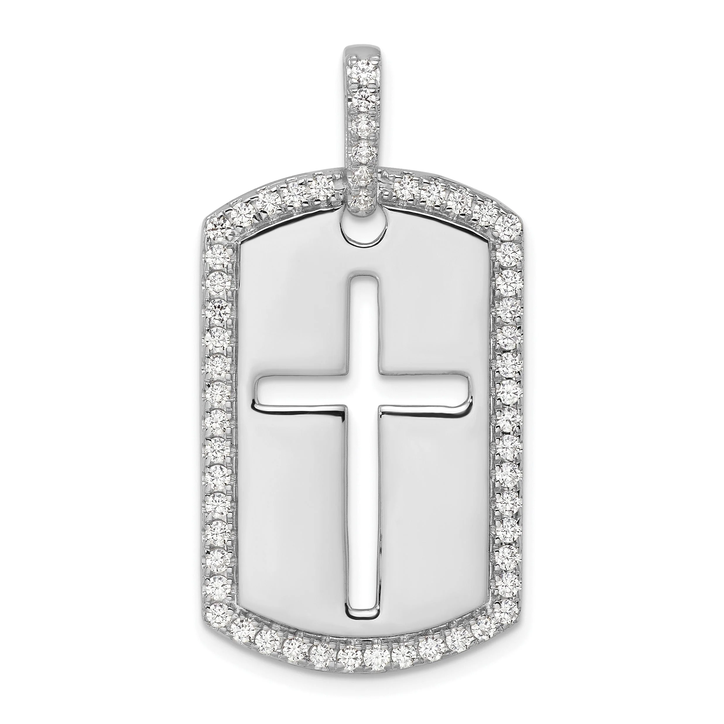 Quality 14K Gold 3 4 carat Lab Grown Diamond Cross Dog Tag Pendant Efficient